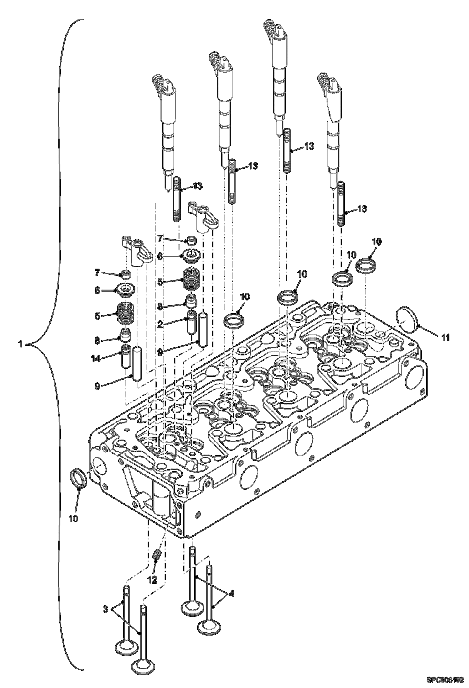 Схема запчастей Bobcat V417 - CYLINDER HEAD ASSEMBLY POWER UNIT