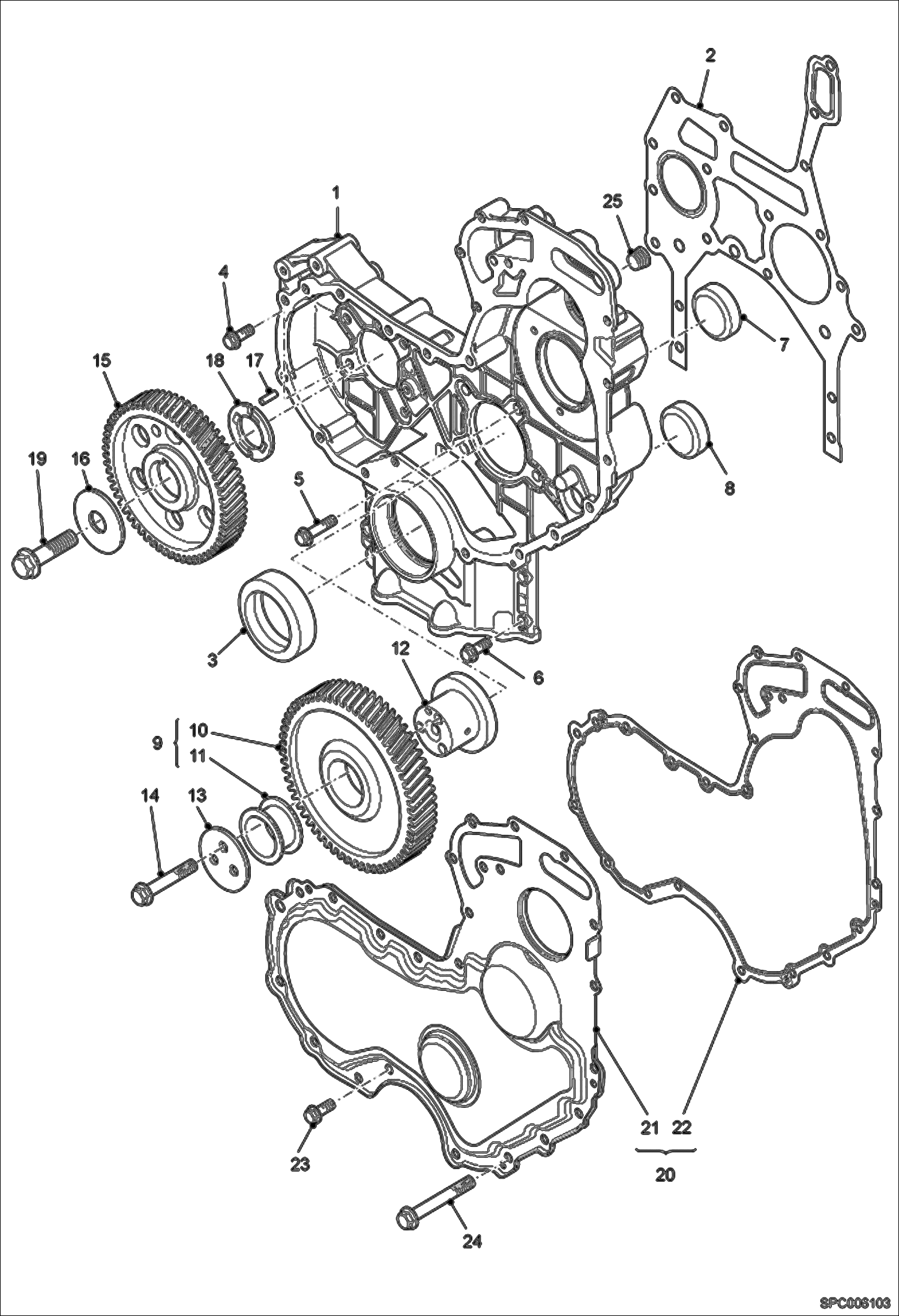 Схема запчастей Bobcat T35100SL - TIMING GEAR POWER UNIT