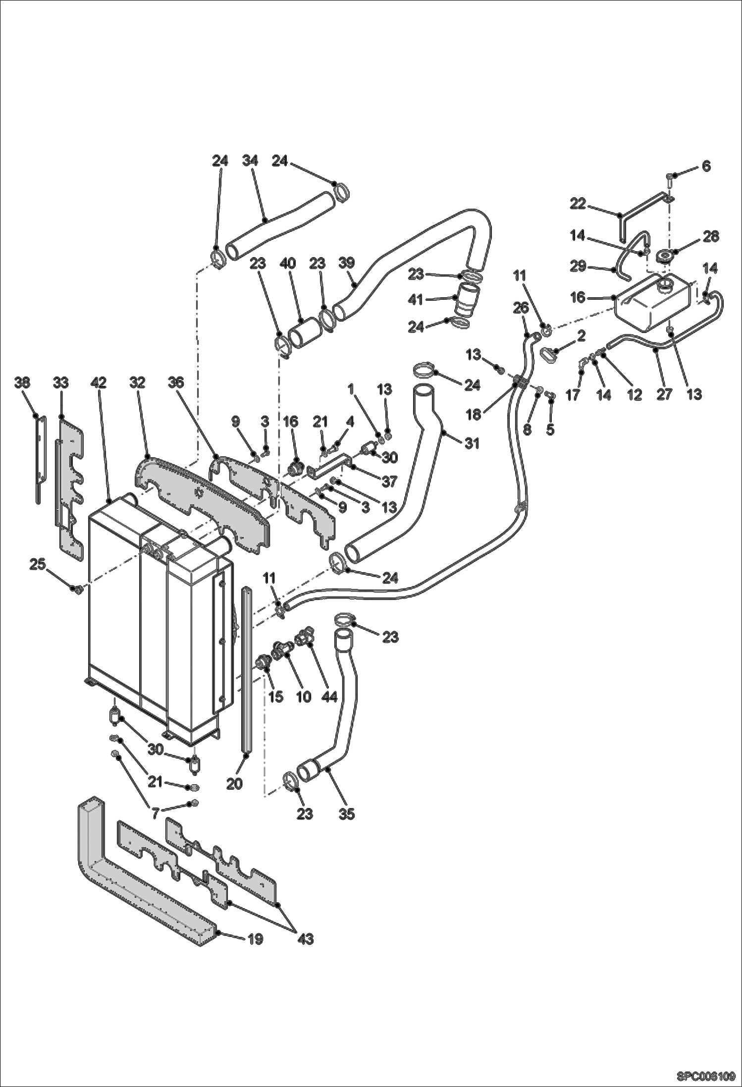 Схема запчастей Bobcat T40140 - COOLING SYSTEM INSTALLATION (S/N A8GA11001 - 12025, A8GB11001 - 12468) POWER UNIT