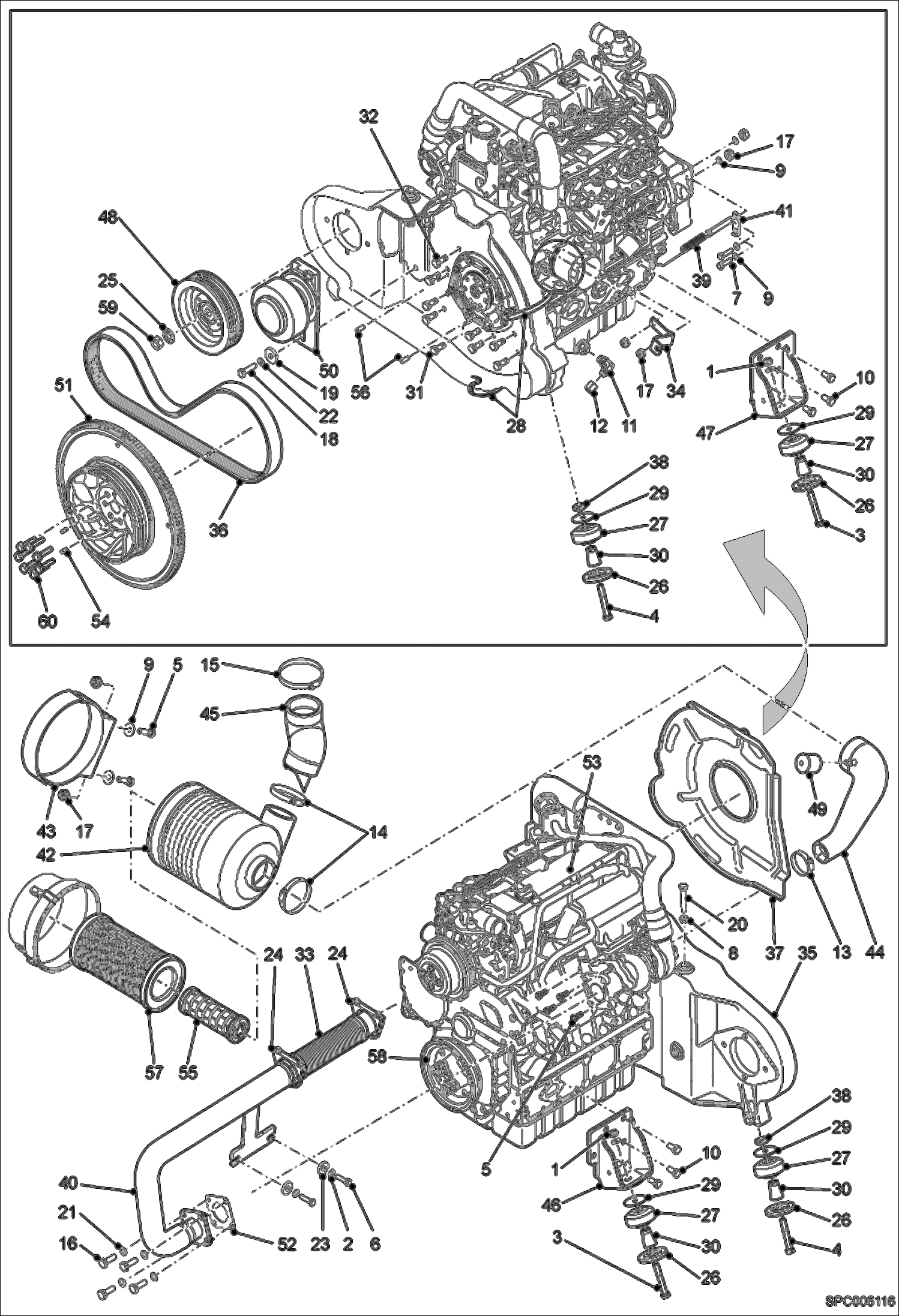 Схема запчастей Bobcat V417 - ENGINE INSTALLATION POWER UNIT