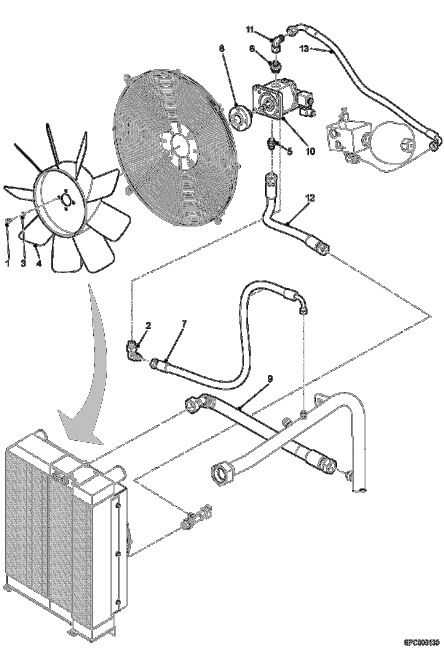 Схема запчастей Bobcat T3571L - COOLING FAN CIRCUIT (W/O Optional Reverse - W/O Frame Leveling) (1 Speed) POWER UNIT