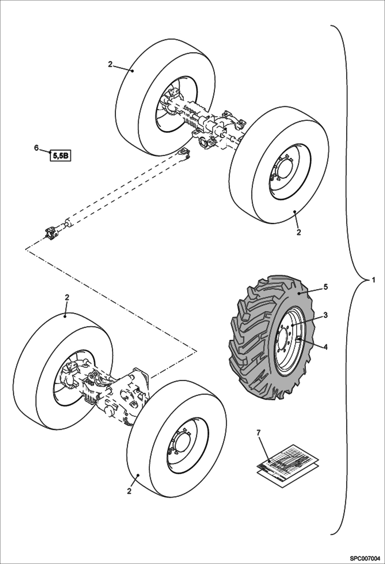 Схема запчастей Bobcat T40140 - DUNLOP 405/70-R20 SPT9 WHEELS (S/N 363911001 - 12000) ACCESSORIES & OPTIONS