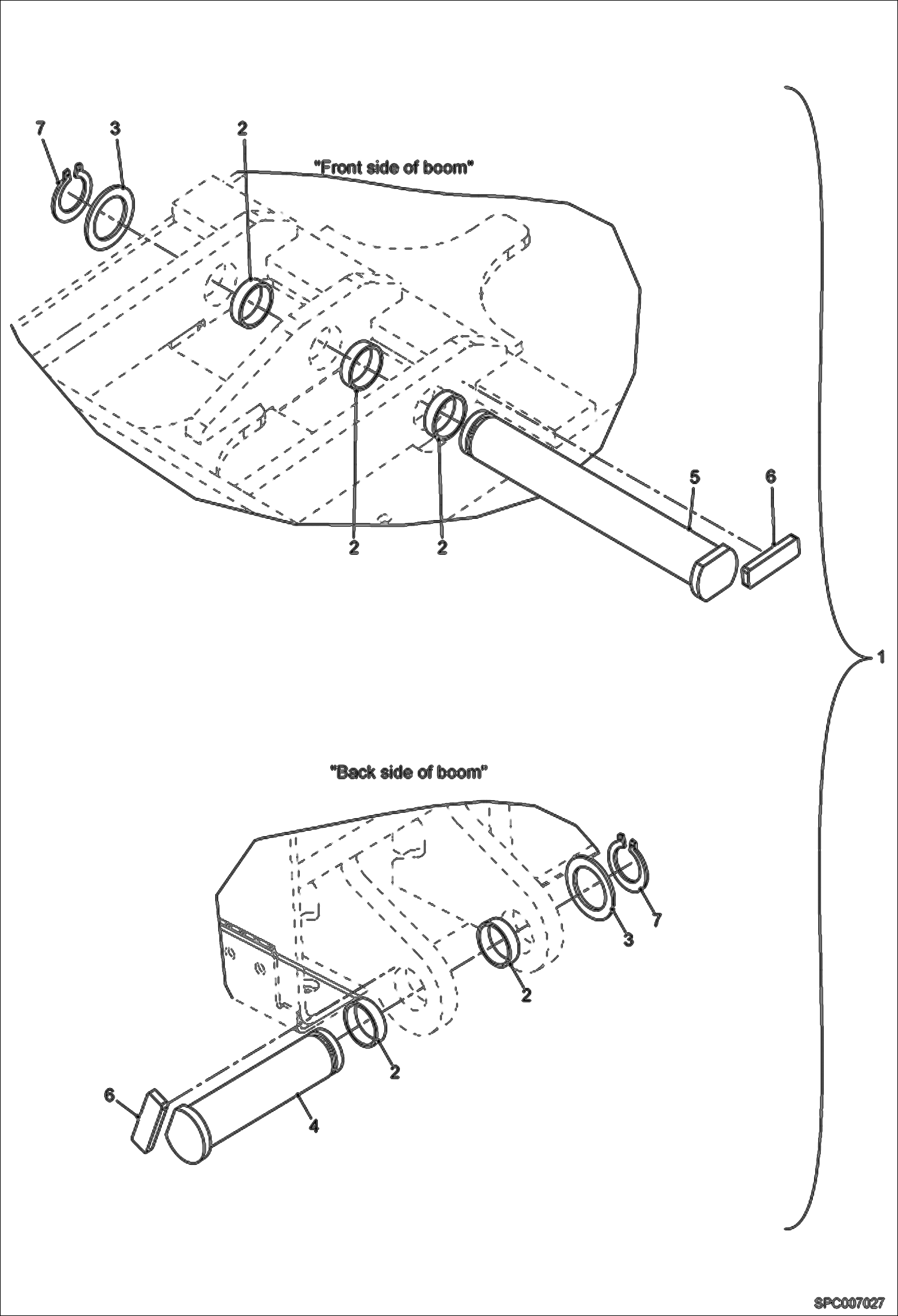 Схема запчастей Bobcat T40140 - BOOM CHAIN PULLEY AXLES KIT (S/N 363211001 - 12000) ACCESSORIES & OPTIONS