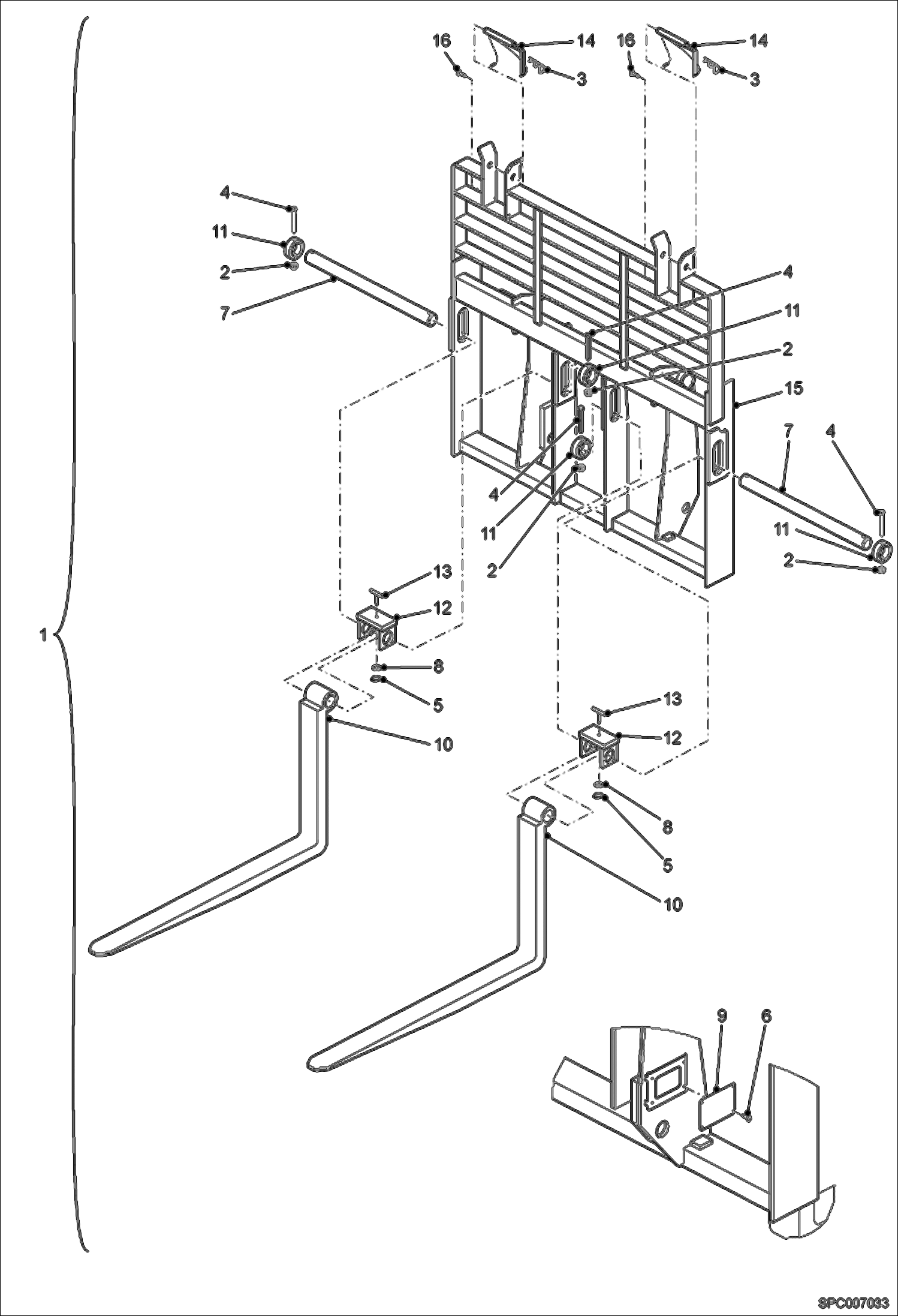 Схема запчастей Bobcat T40140 - FLOATING PALLET FORKS ACCESSORIES & OPTIONS