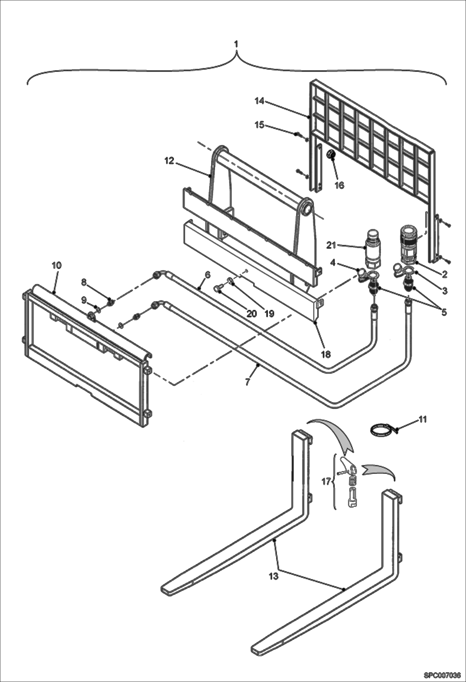 Схема запчастей Bobcat T40140 - SIDE SHIFTER ASSY (Narrow Quick Attach) ACCESSORIES & OPTIONS