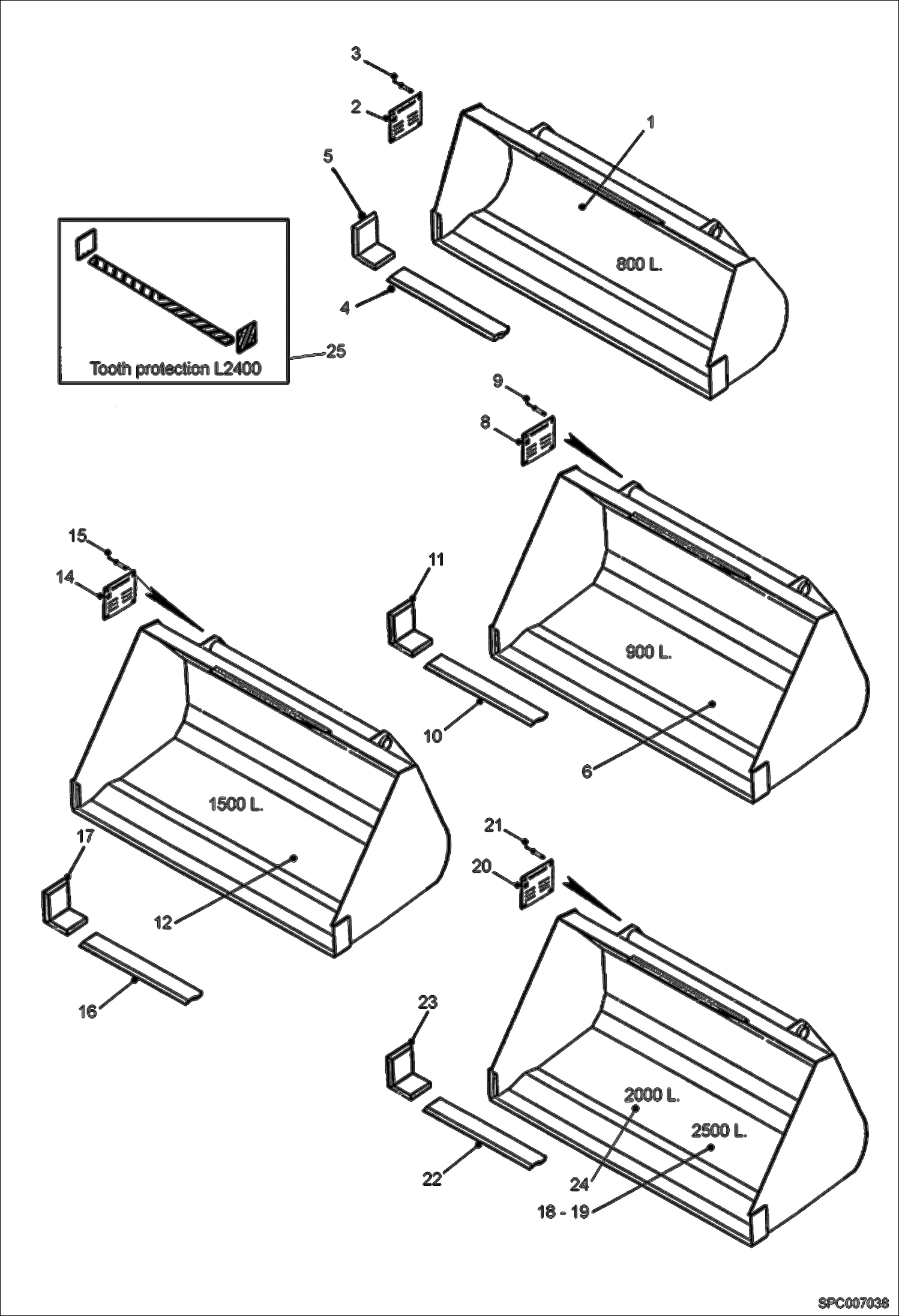 Схема запчастей Bobcat T40140 - TOOTHLESS BUCKETS (Narrow Quick Attach) ACCESSORIES & OPTIONS