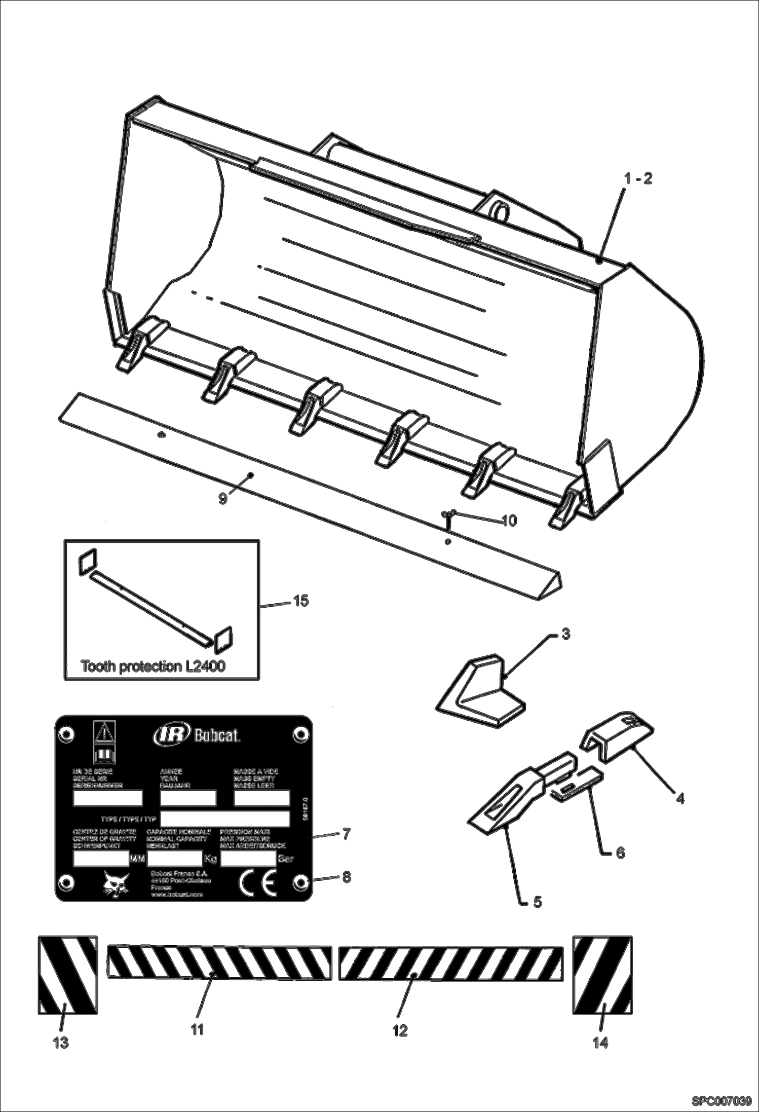 Схема запчастей Bobcat T35120L - TOOTHED BUCKET ACCESSORIES & OPTIONS