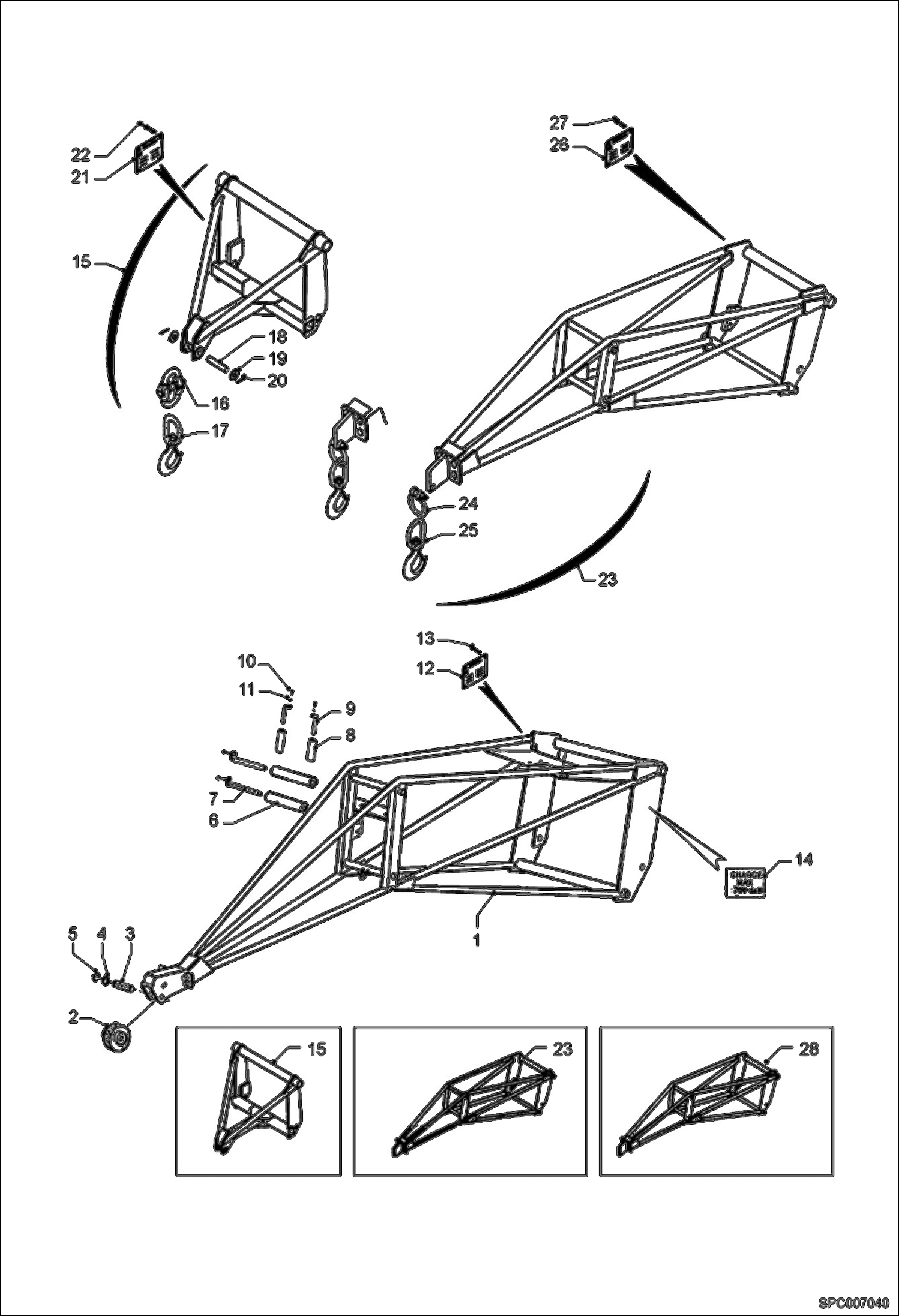 Схема запчастей Bobcat T40140 - CRANE JIB & EXTENSION JIB (Narrow Quick Attach) ACCESSORIES & OPTIONS