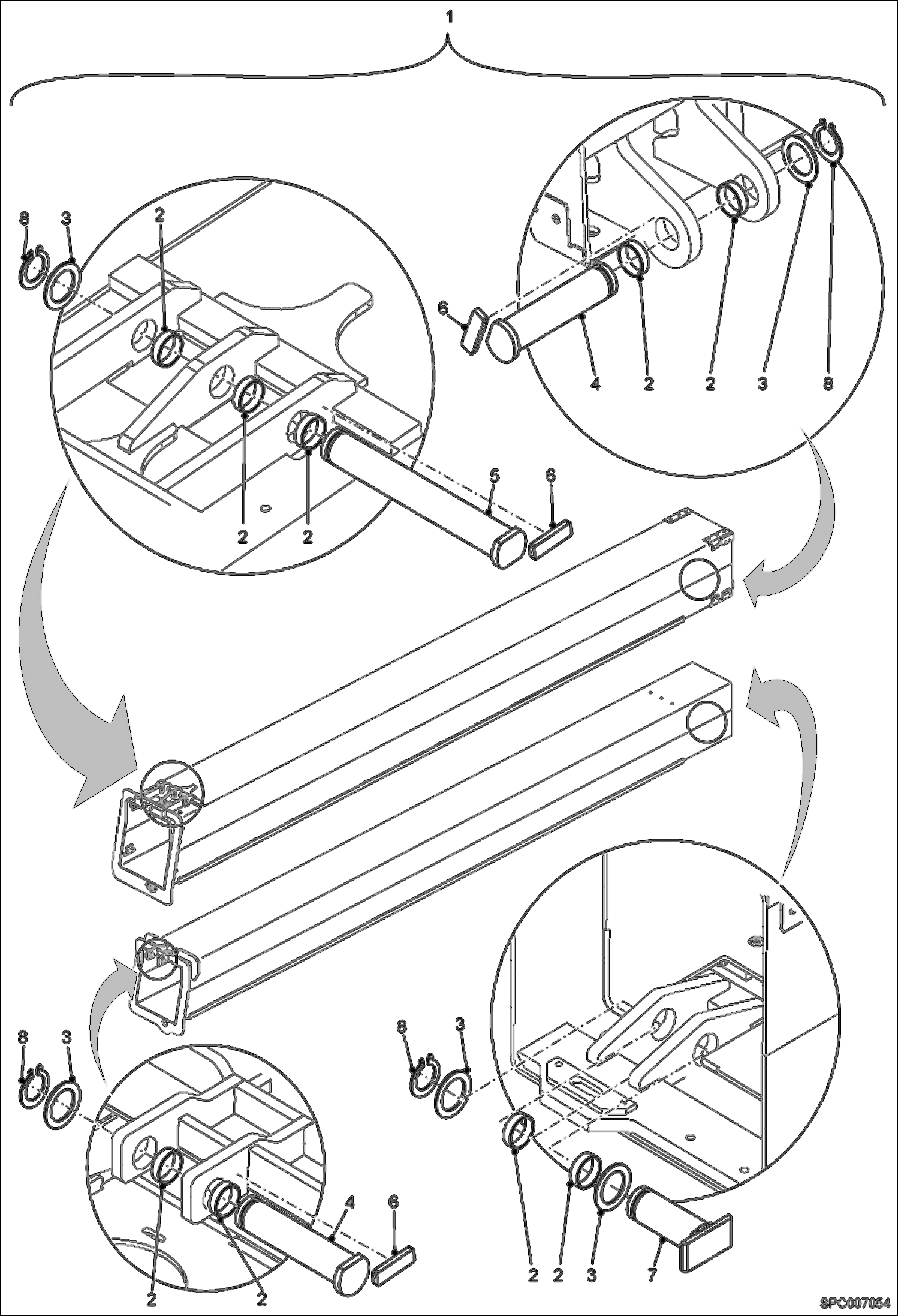 Схема запчастей Bobcat T40140 - BOOM CHAIN PULLEY AXLES KIT (S/N 363311001 - 12000) ACCESSORIES & OPTIONS