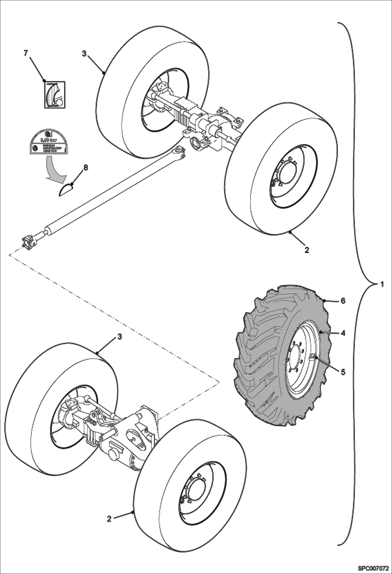 Схема запчастей Bobcat T3571 - WHEELS (Michelin 440/70 XM37) ACCESSORIES & OPTIONS