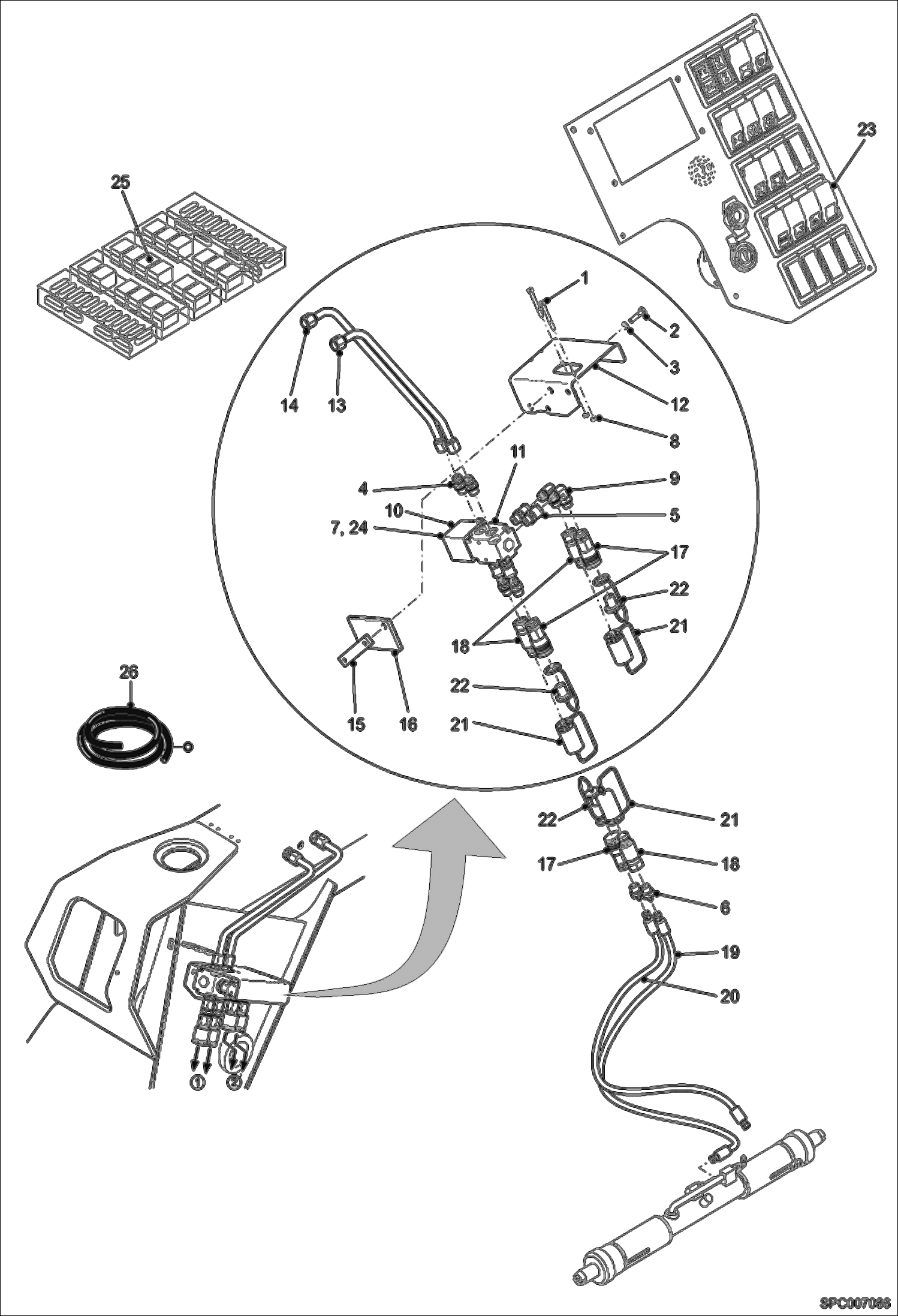 Схема запчастей Bobcat V723 - 2ND HYDRAULIC FUNCTION ON BOOM ACCESSORIES & OPTIONS