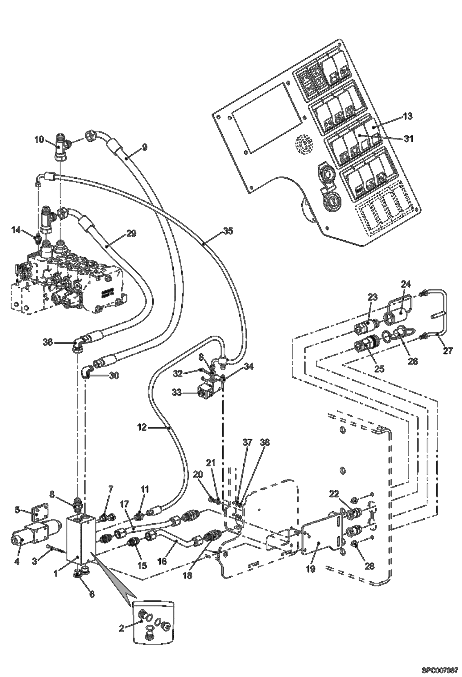 Схема запчастей Bobcat T3571 - REAR HYDRAULIC FUNCTION ACCESSORIES & OPTIONS