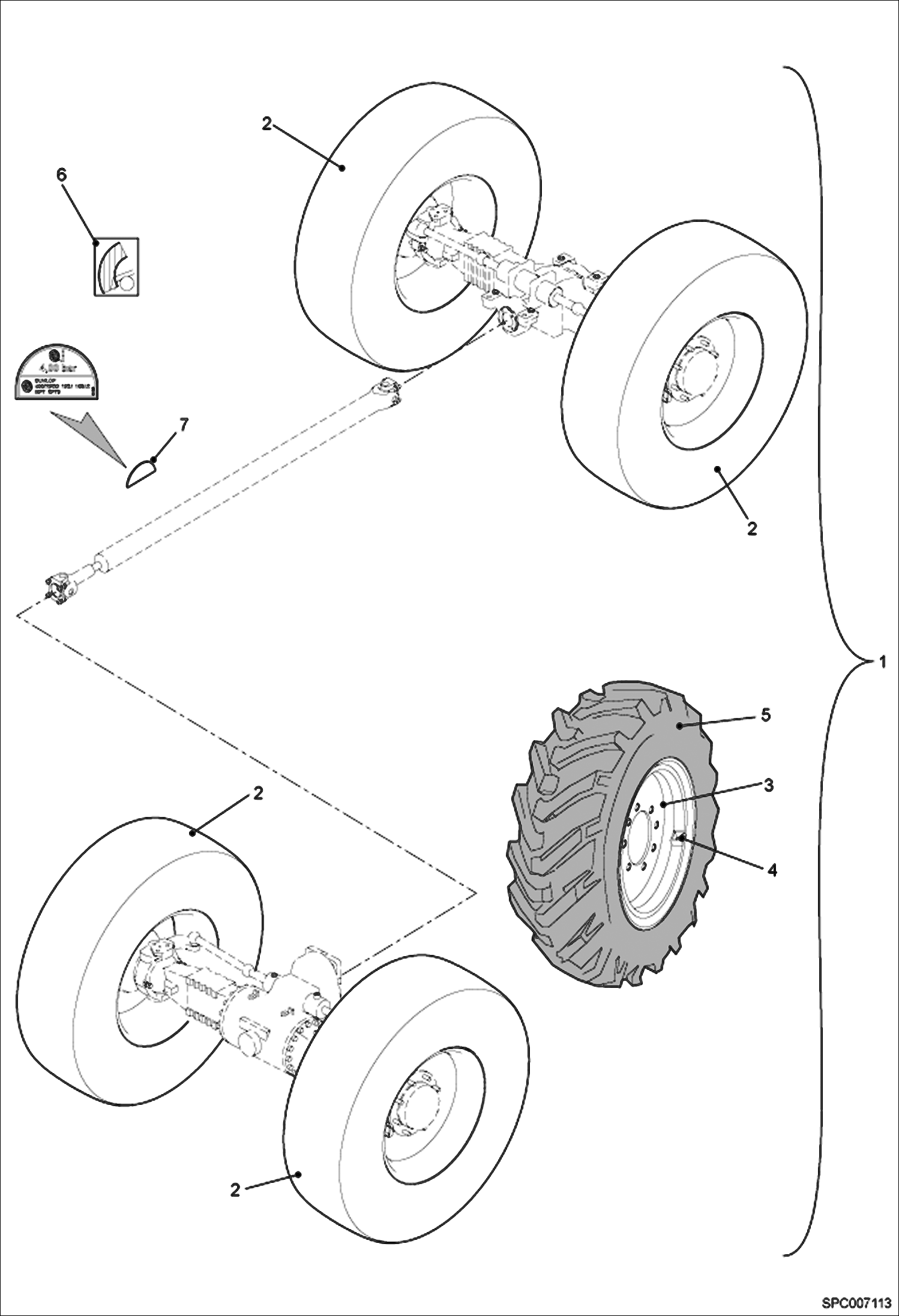 Схема запчастей Bobcat T2566 - DUNLOP 405/70-R20 SPT9 WHEELS ACCESSORIES & OPTIONS