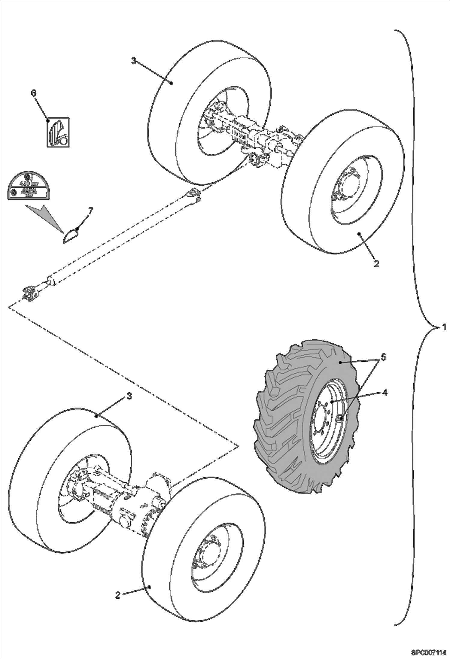 Схема запчастей Bobcat T2566 - MICHELIN 335 X R18 WHEELS ACCESSORIES & OPTIONS