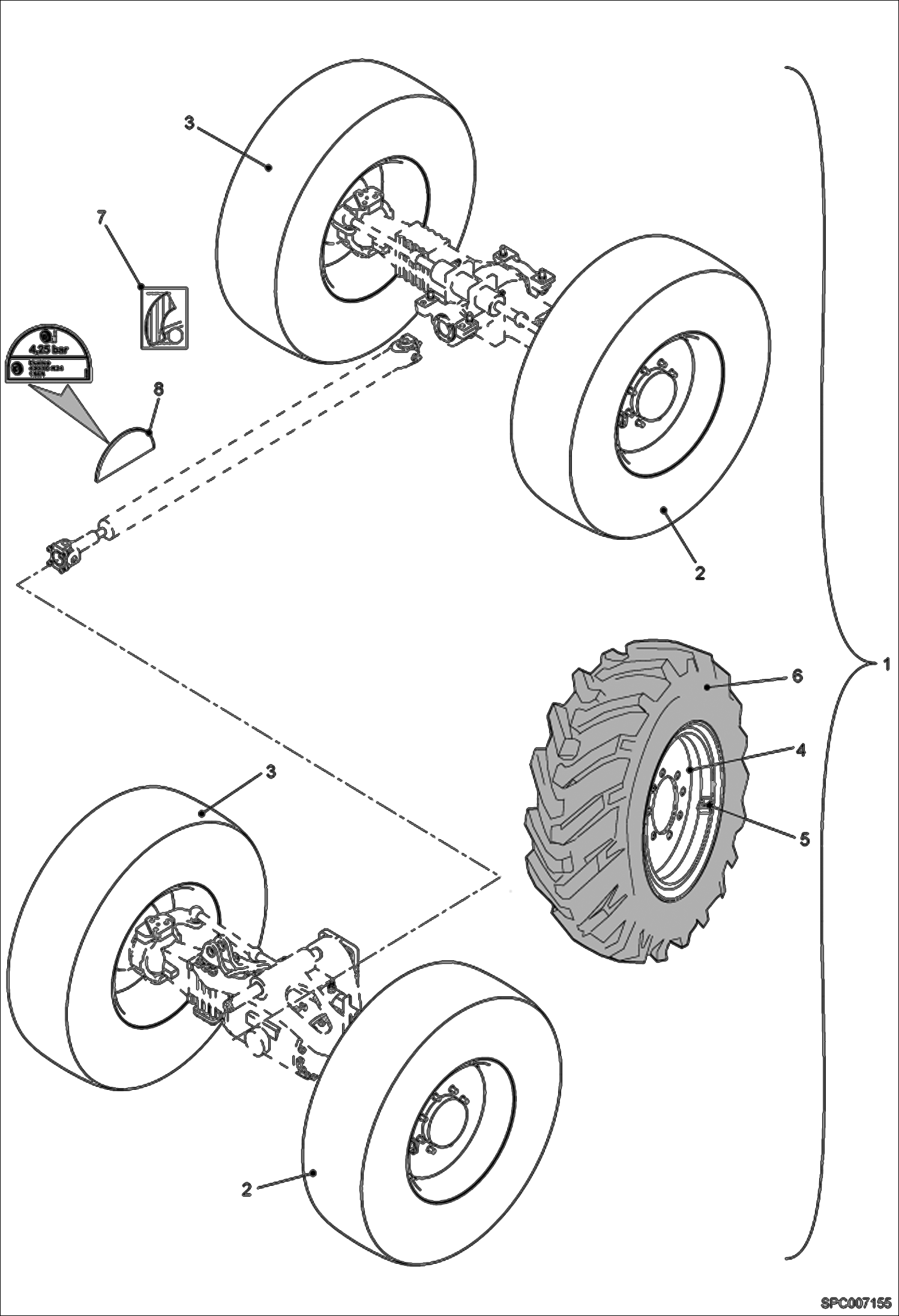 Схема запчастей Bobcat T35120SL - WHEELS (Dunlop 400/80-R24 156B) (ESA - NA) ACCESSORIES & OPTIONS