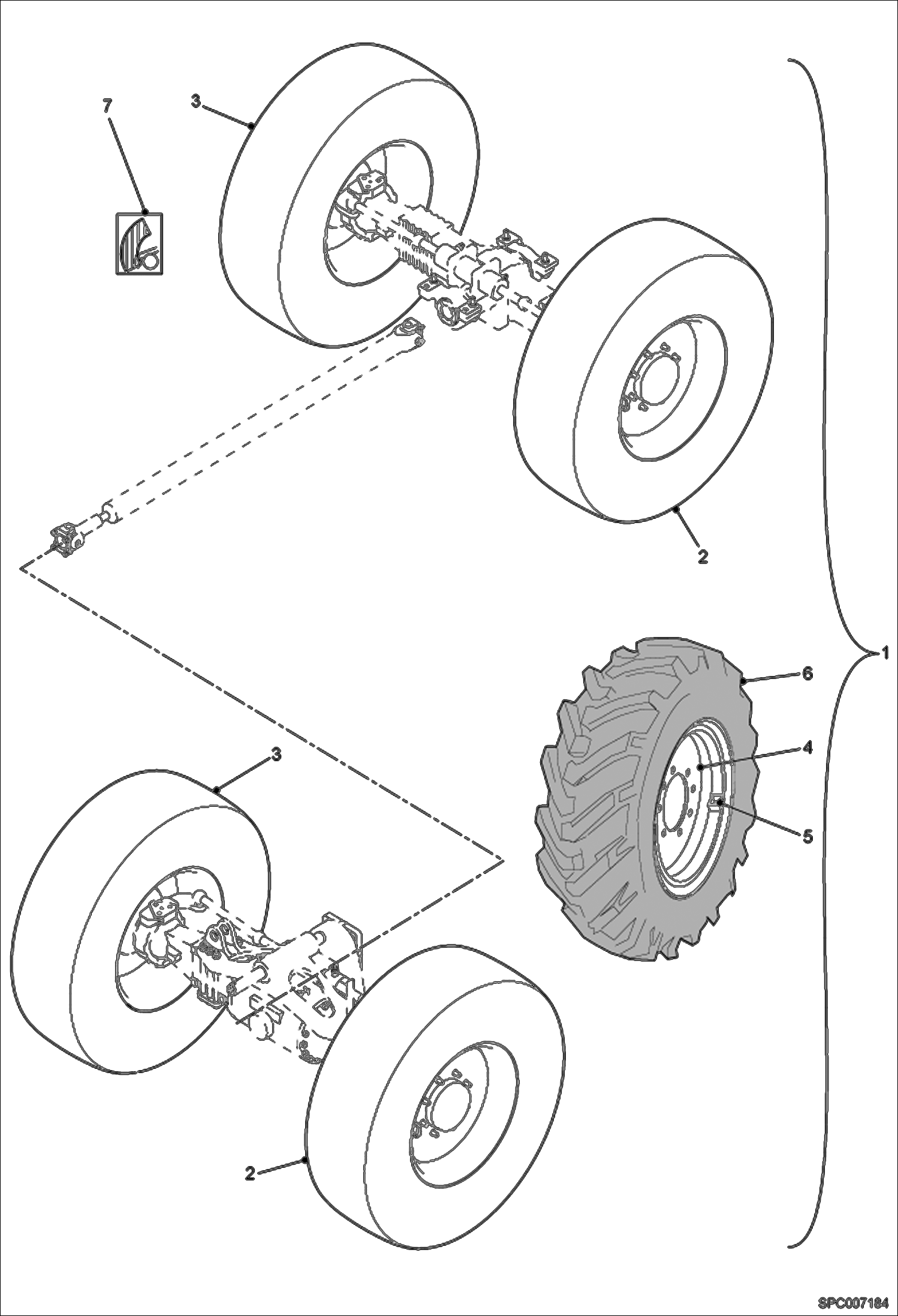 Схема запчастей Bobcat VR723 - DUNLOP 400/70-20 150B WHEELS ACCESSORIES & OPTIONS