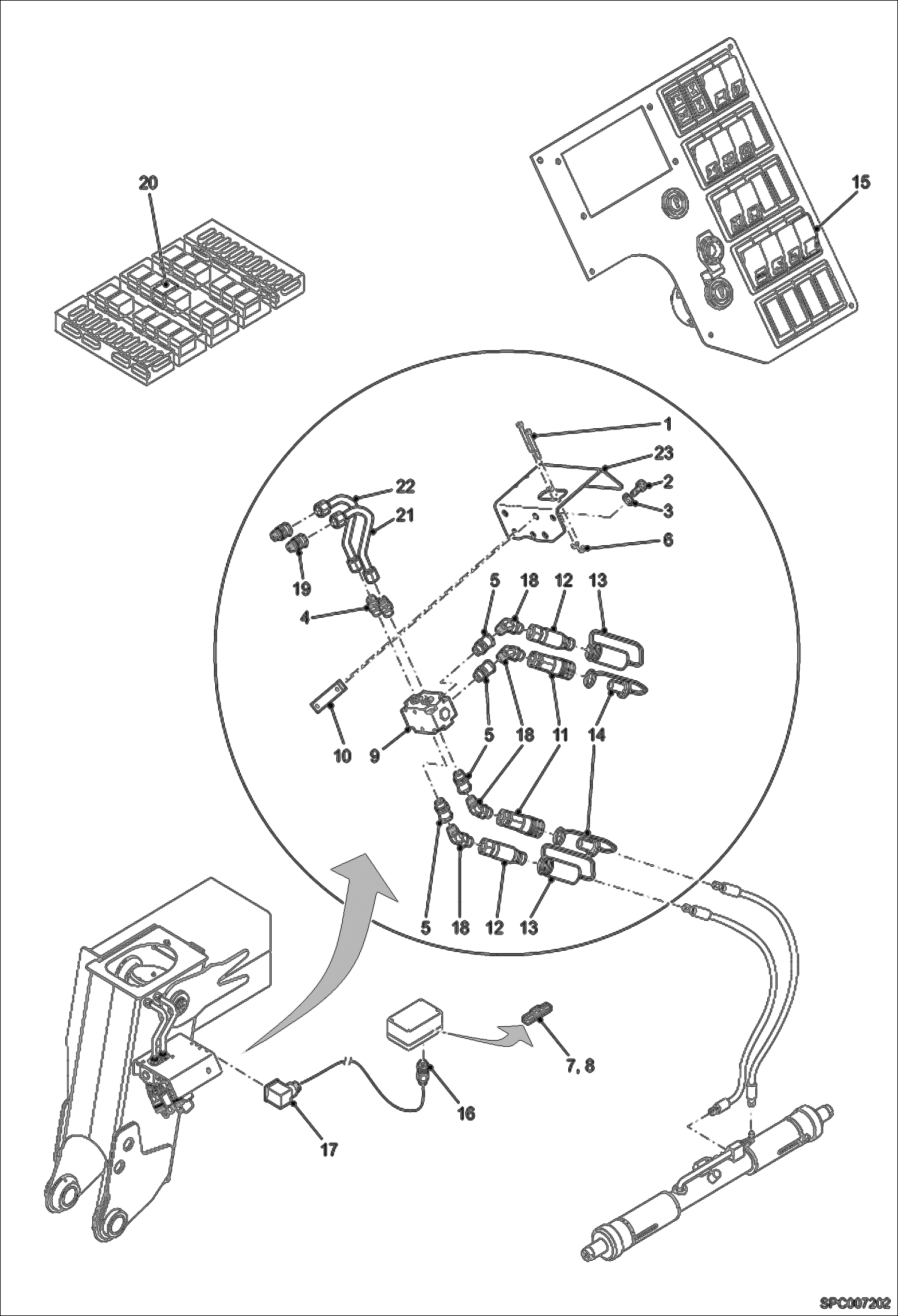 Схема запчастей Bobcat T40140 - 2ND HYDRAULIC FUNCTION ON BOOM ACCESSORIES & OPTIONS