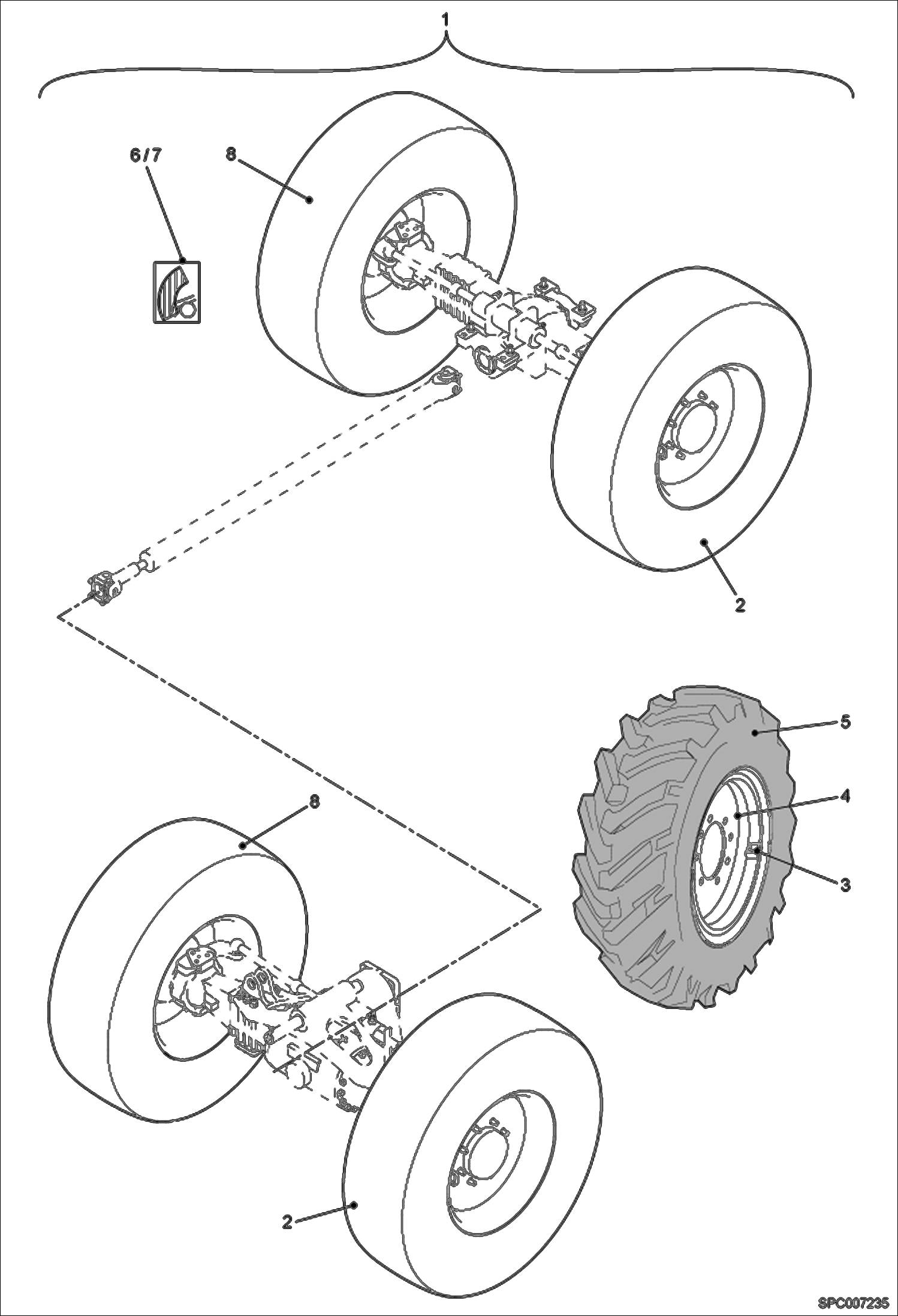 Схема запчастей Bobcat V723 - WHEELS ACCESSORIES & OPTIONS