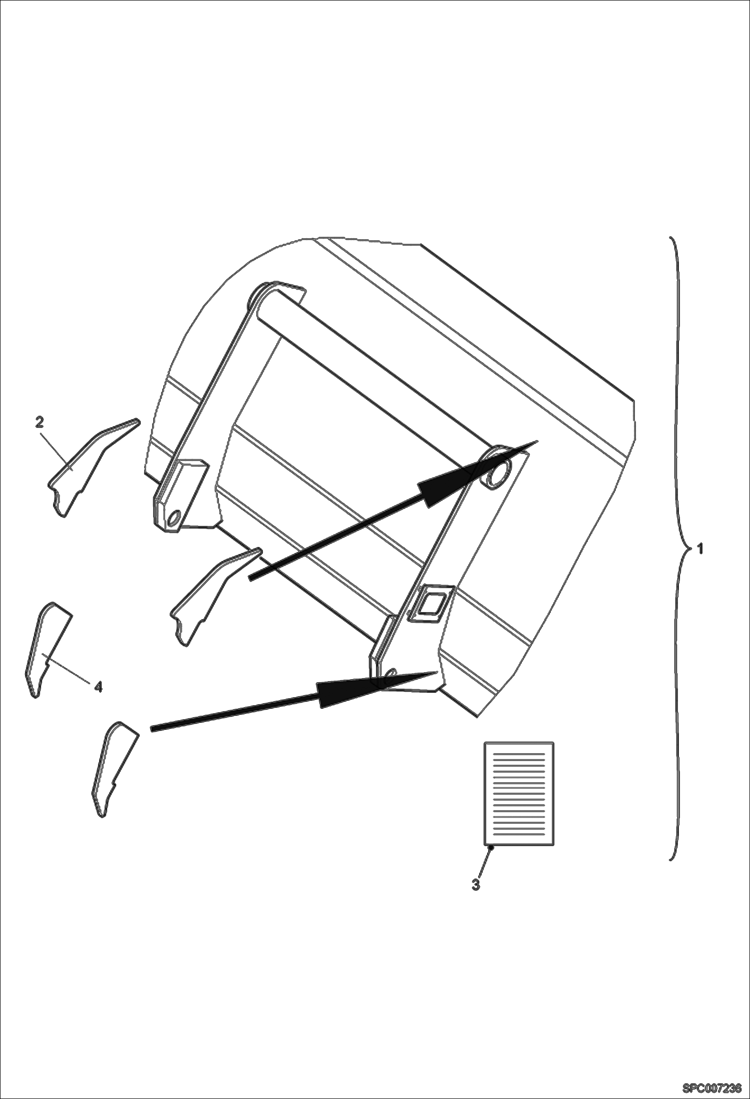 Схема запчастей Bobcat T35100L - BUCKET 1500L REINFORCEMENT KIT ACCESSORIES & OPTIONS