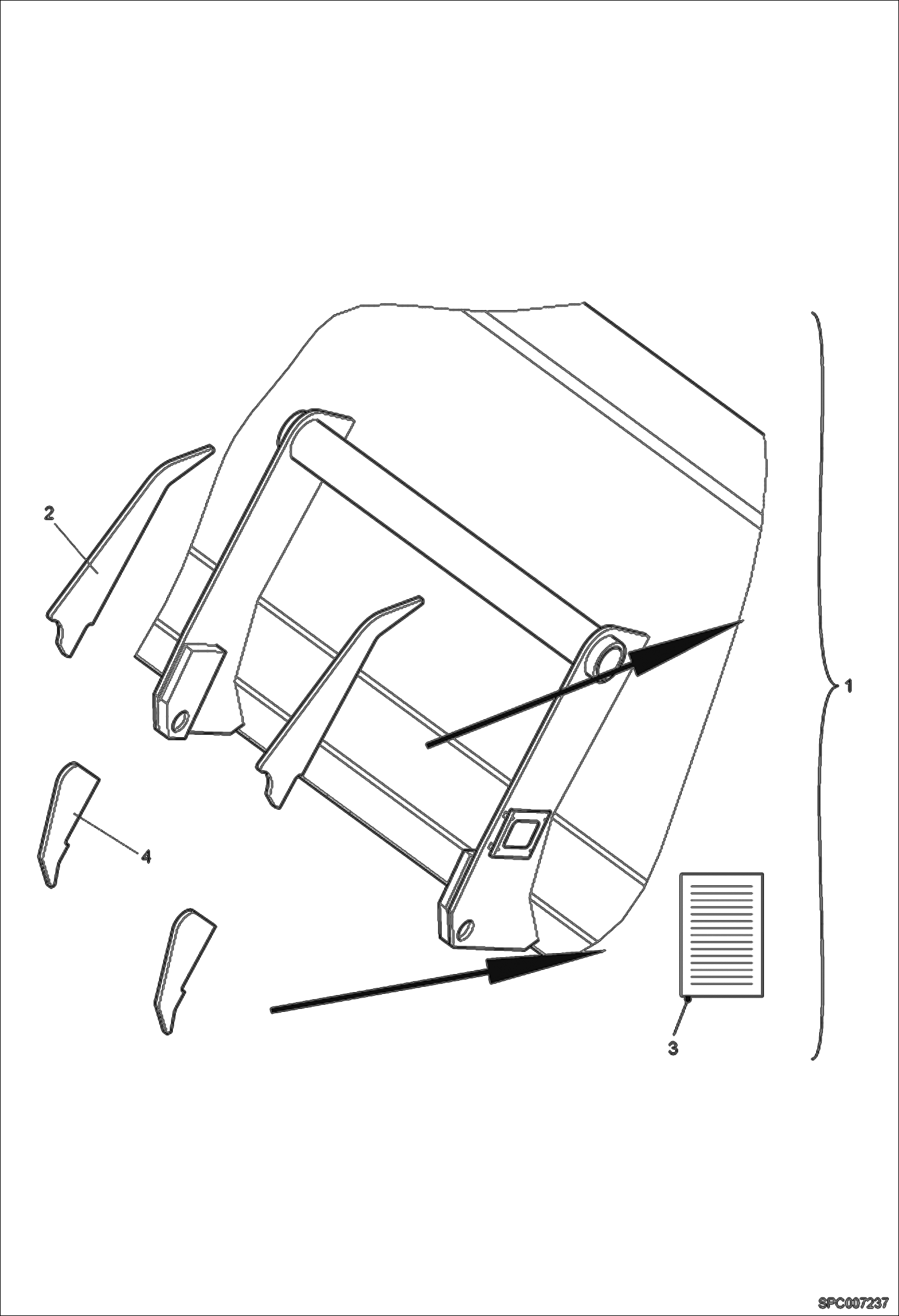 Схема запчастей Bobcat T40140 - BUCKET 2000L REINFORCEMENT KIT ACCESSORIES & OPTIONS