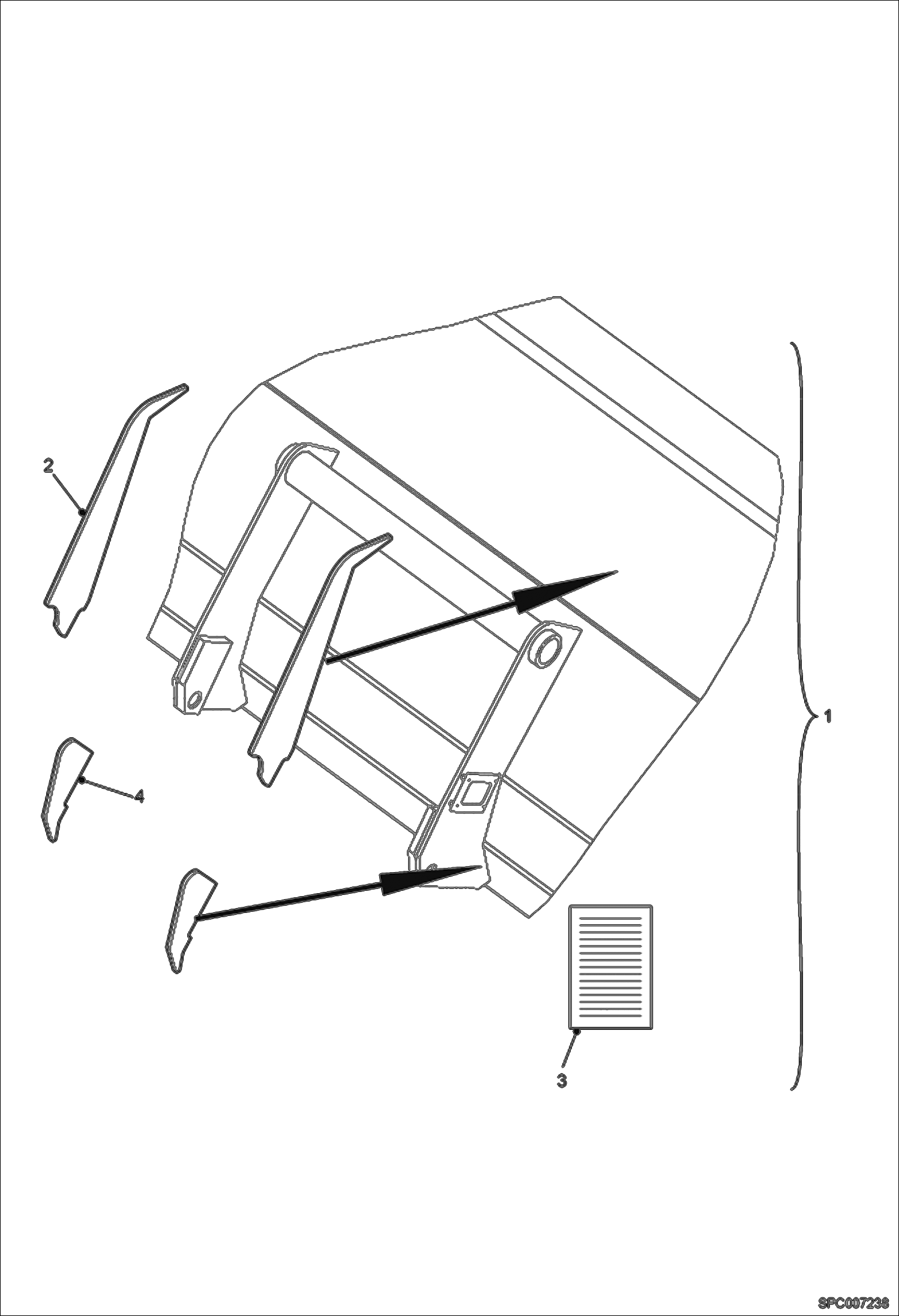 Схема запчастей Bobcat T40140 - BUCKET 2500L REINFORCEMENT KIT ACCESSORIES & OPTIONS