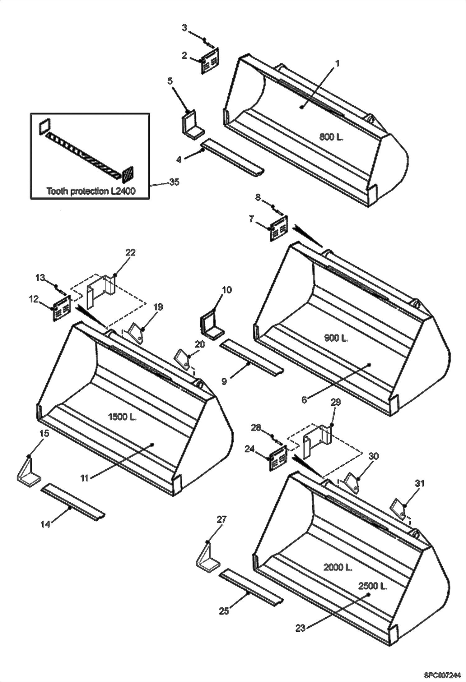 Схема запчастей Bobcat T3571 - TOOTHLESS BUCKETS ACCESSORIES & OPTIONS