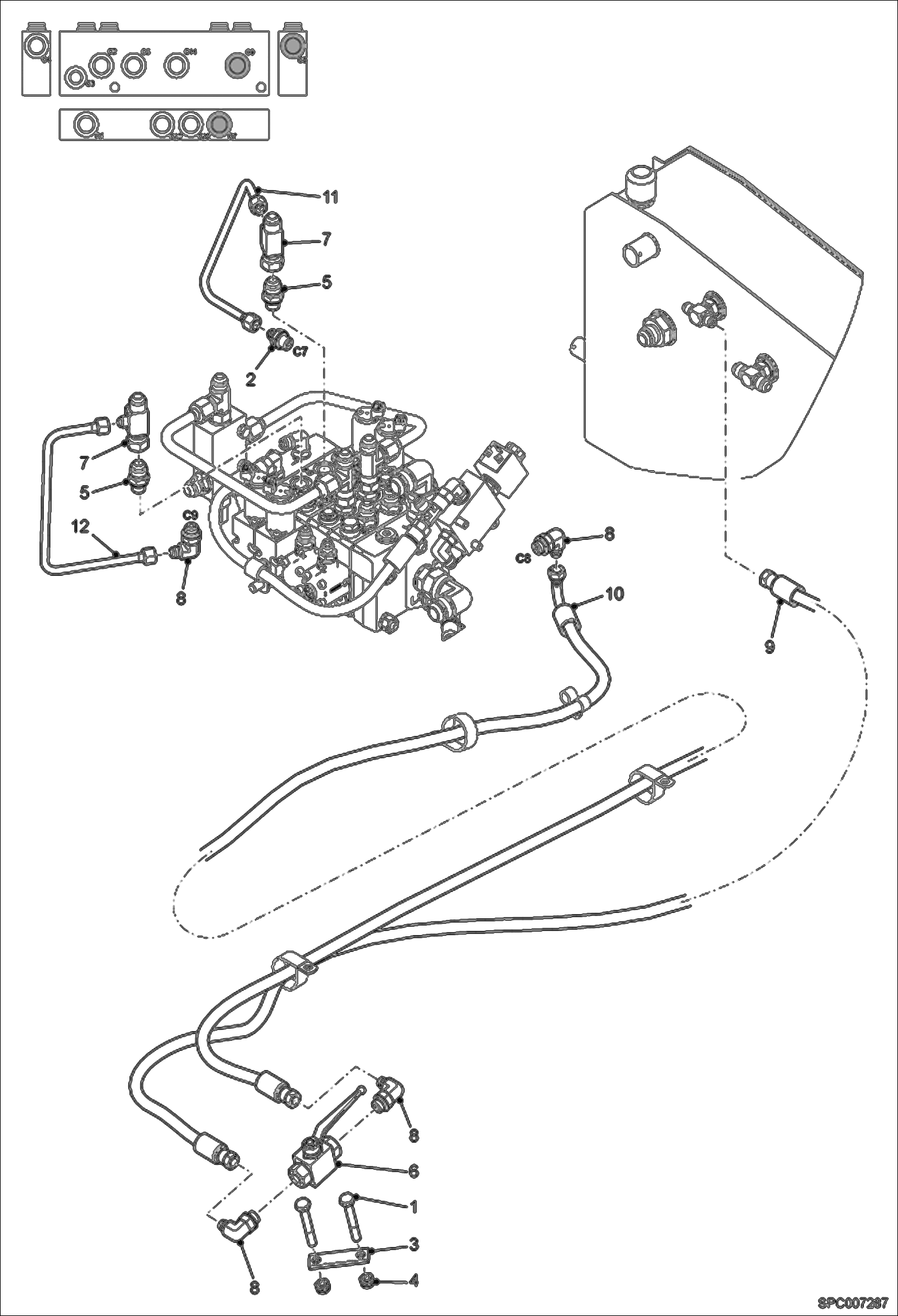 Схема запчастей Bobcat T2250 - HYDRAULIC CIRCUITRY (Unlock Valve) (S/N AC1911001 - 11251) ACCESSORIES & OPTIONS