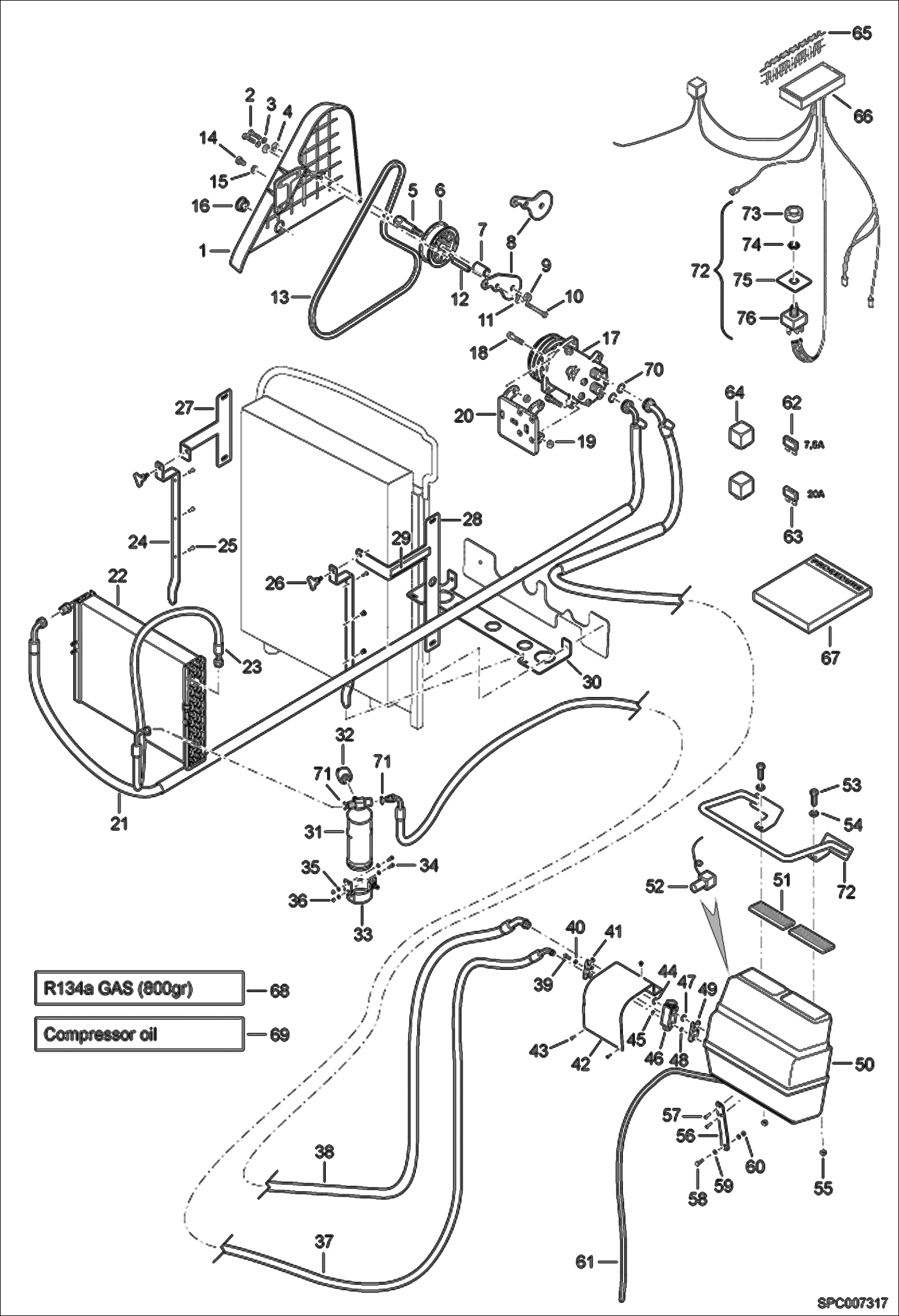 Схема запчастей Bobcat T3571L - AIR CONDITIONING (S/N A8HF11001 - 12554, A8H611001 - 12065) ACCESSORIES & OPTIONS