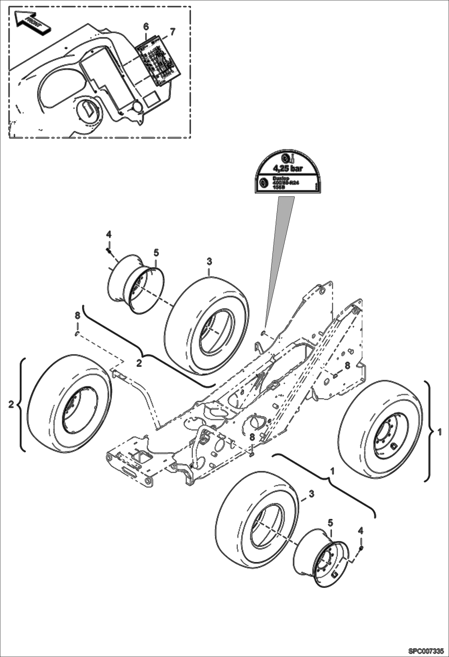 Схема запчастей Bobcat T40140 - WHEELS (S/N 363212001 & Above) ACCESSORIES & OPTIONS