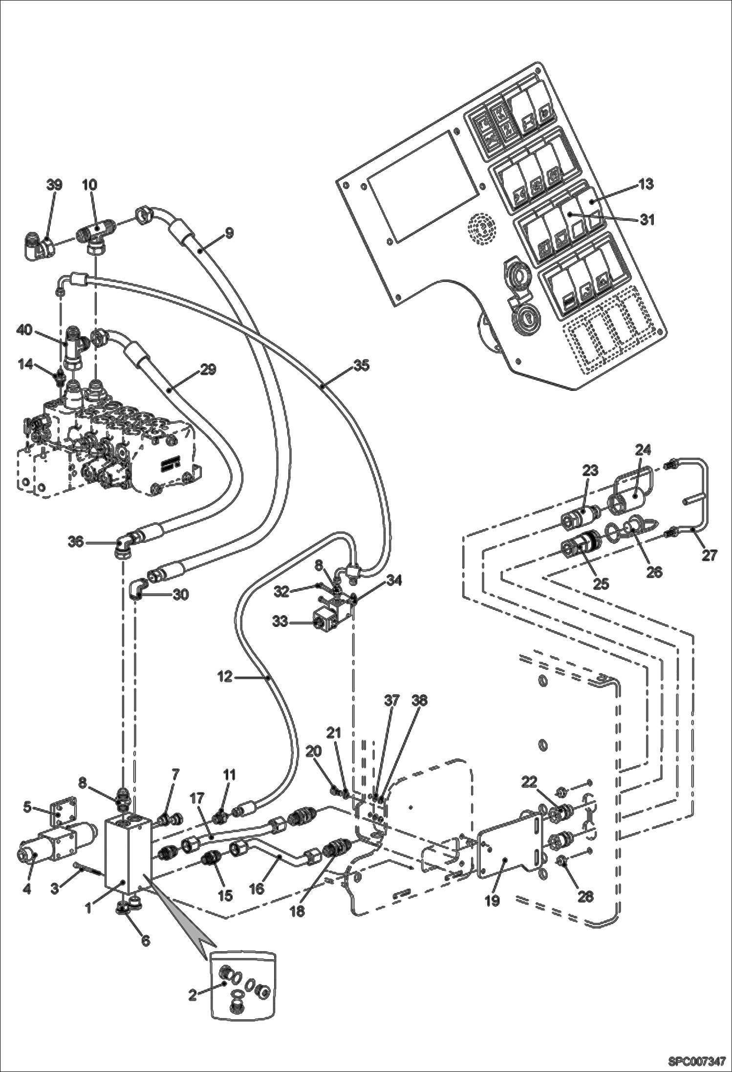 Схема запчастей Bobcat T3571L - REAR AUXILIARY HYDRAULICS (S/N A8HF11001 - 12999, A8H611001 - 12999) ACCESSORIES & OPTIONS