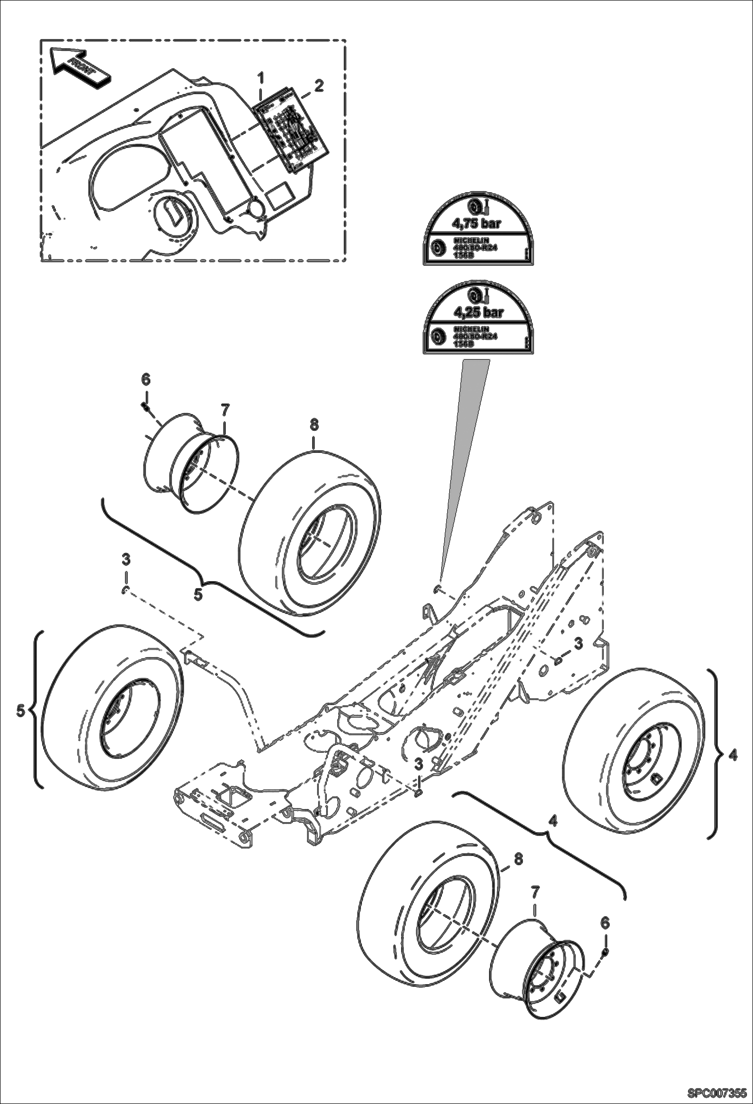 Схема запчастей Bobcat T40140 - WHEELS (Goodrich 400/80-24) ACCESSORIES & OPTIONS