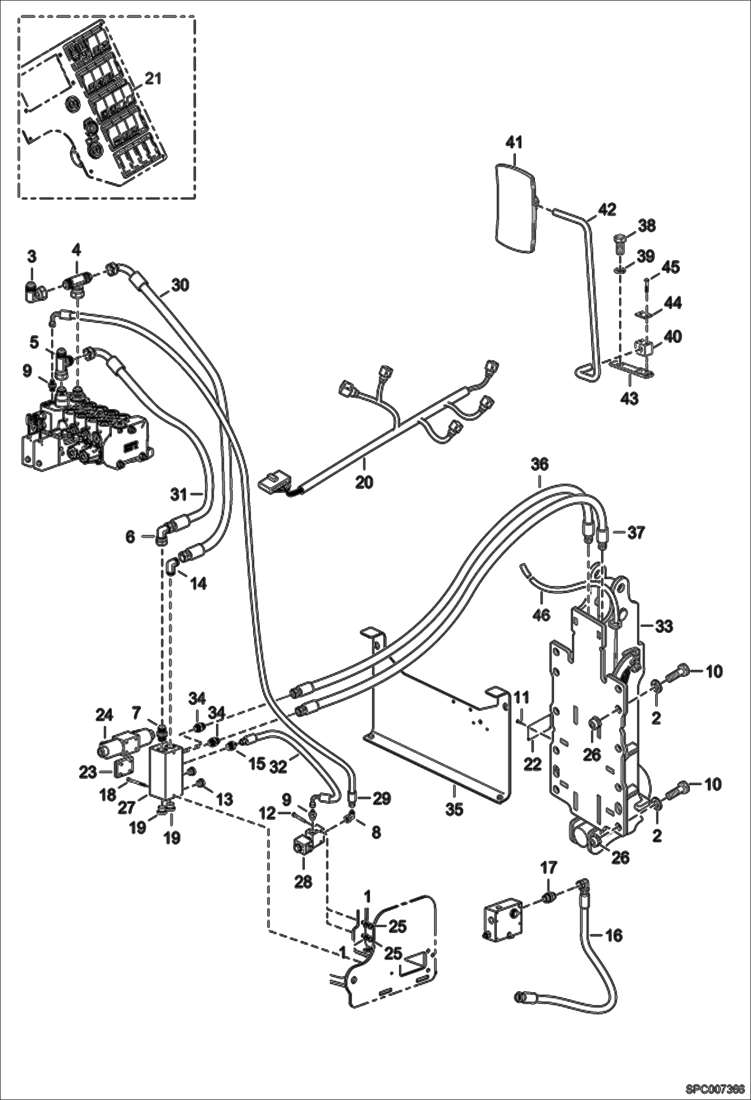 Схема запчастей Bobcat V723 - REAR HYDRAULIC HOOK INSTALLATION ACCESSORIES & OPTIONS