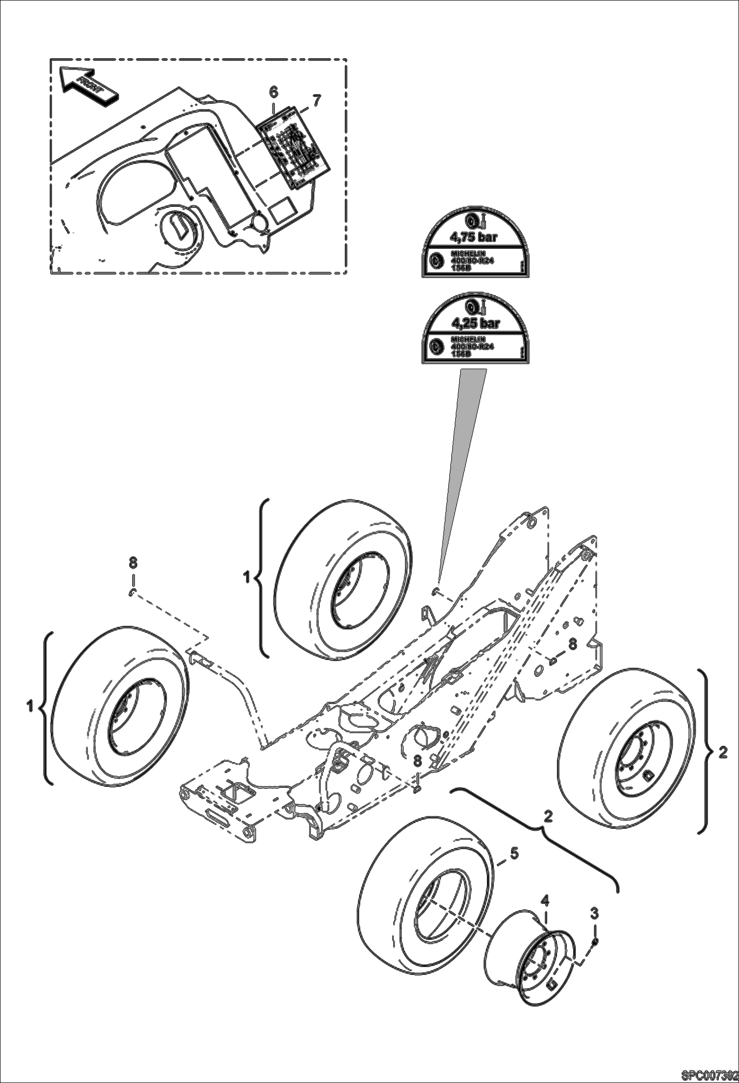 Схема запчастей Bobcat T40140 - WHEELS (Michlin 400/80-24 POWER CL) ACCESSORIES & OPTIONS