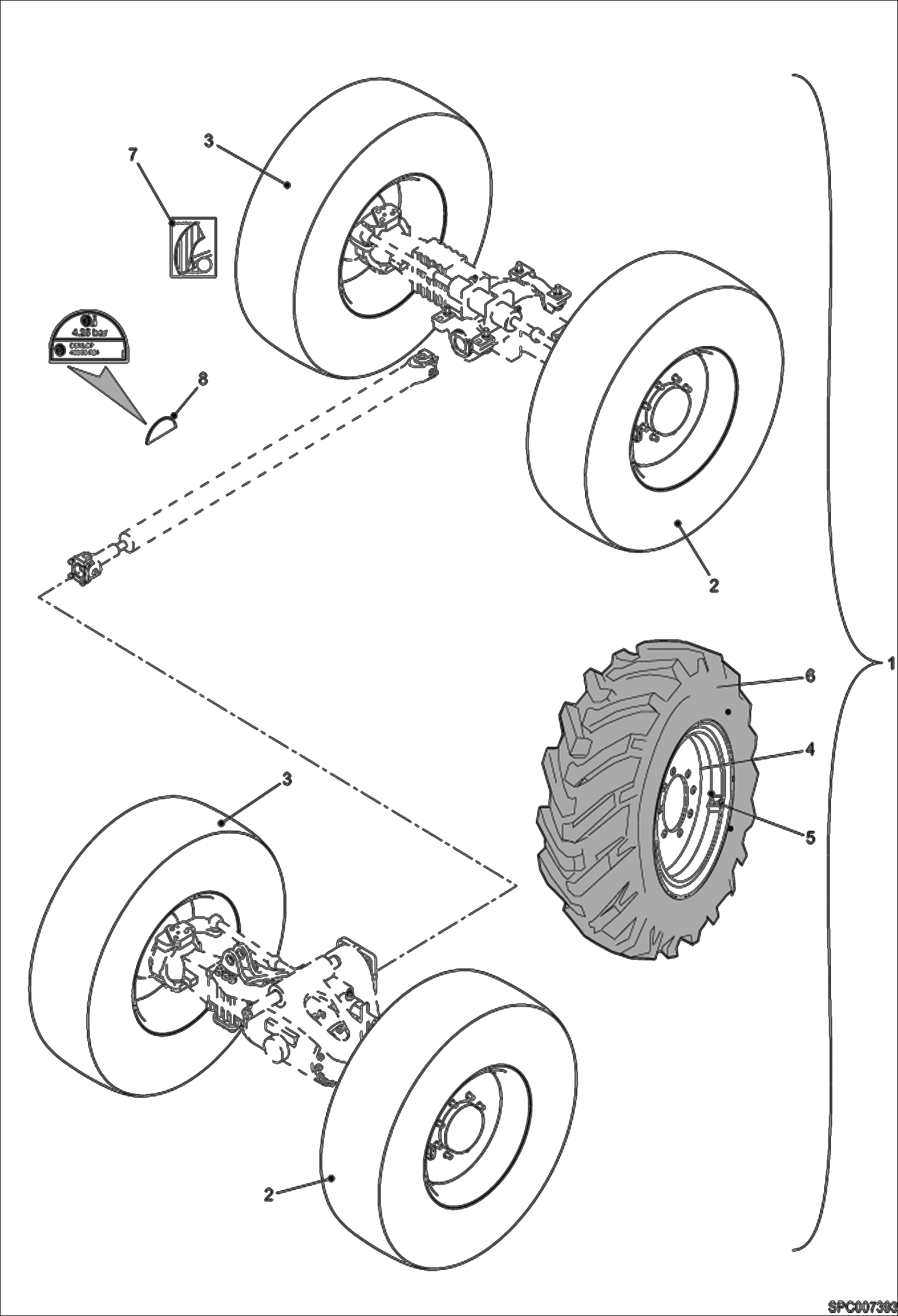 Схема запчастей Bobcat T35120SL - WHEELS (Dunlop 400/80-R24 153B) ACCESSORIES & OPTIONS