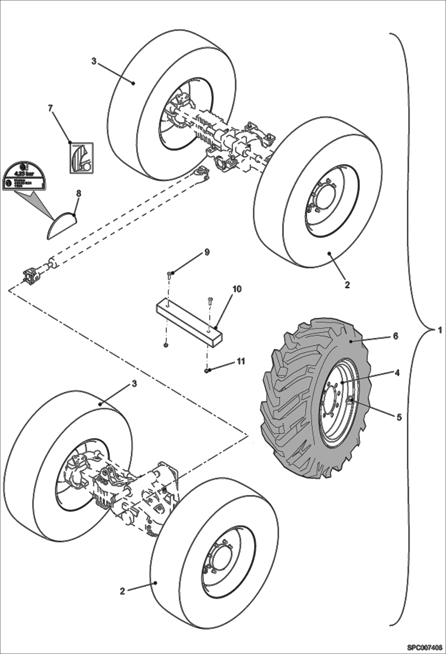 Схема запчастей Bobcat T35120SL - WHEELS (Dunlop 400/80-R24 156B) (Australia) ACCESSORIES & OPTIONS