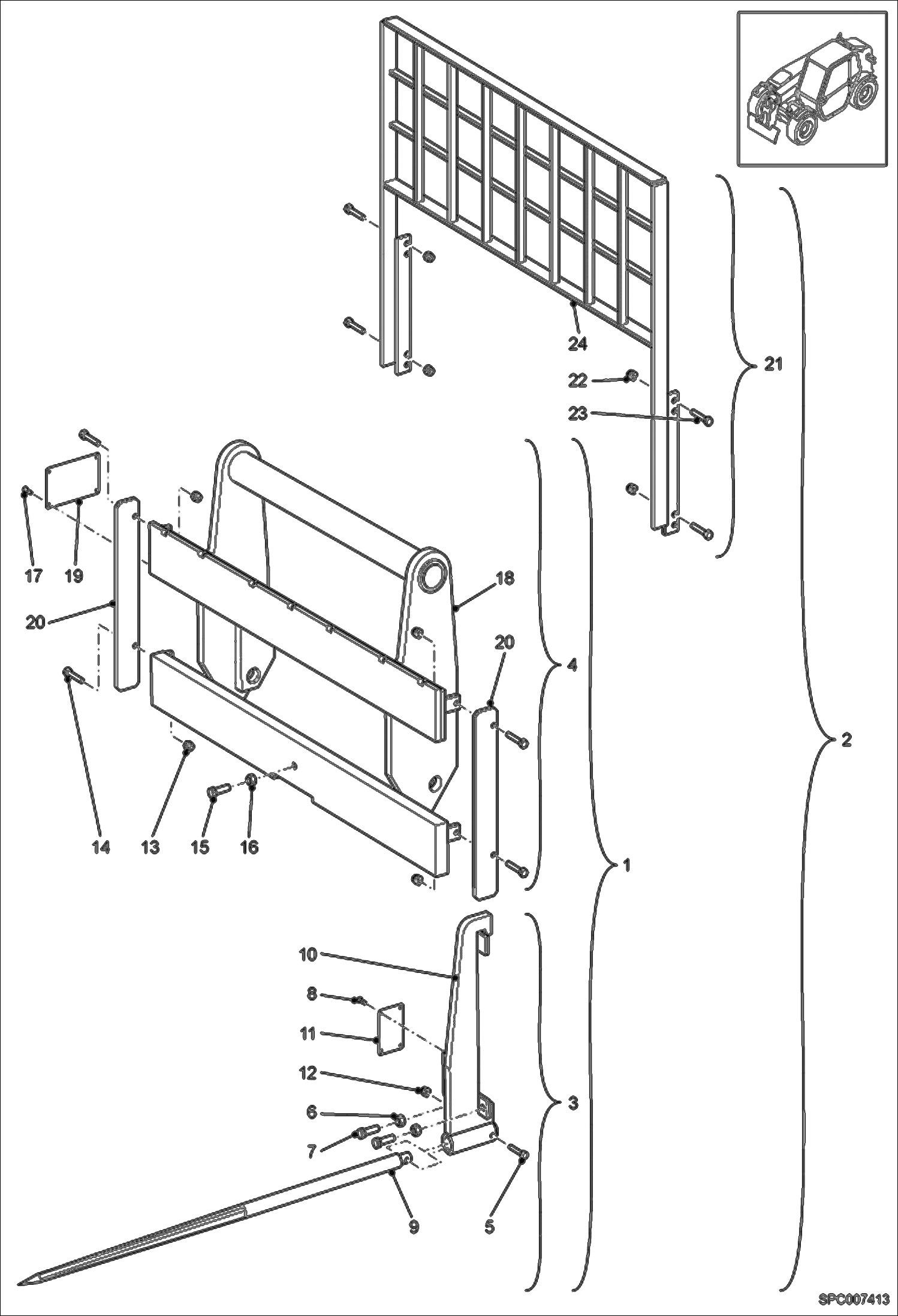 Схема запчастей Bobcat T3571L - BALES PIKES AND PALLET FORK FRAME ACCESSORIES & OPTIONS