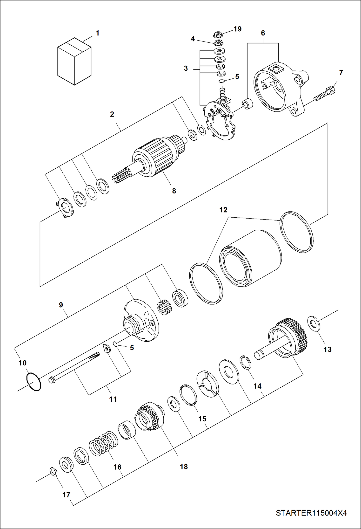 Схема запчастей Bobcat 3400 - ENGINE, STARTING MOTOR ELECTRICAL SYSTEM