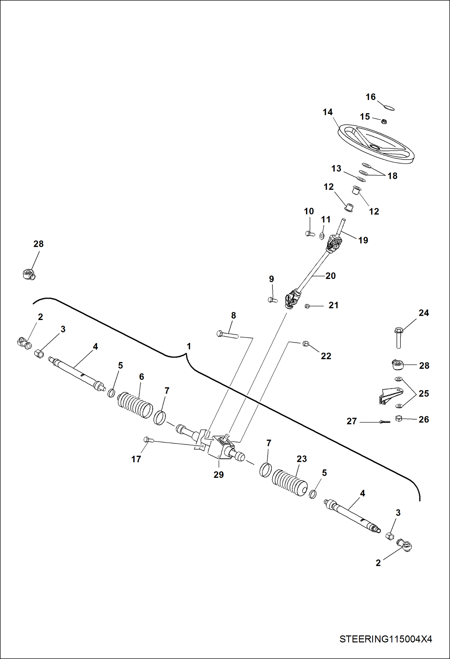 Схема запчастей Bobcat 3200 - STEERING, STEERING ASSY (S/N AJNS11001 - 19999) STEERING & SUSPENSION