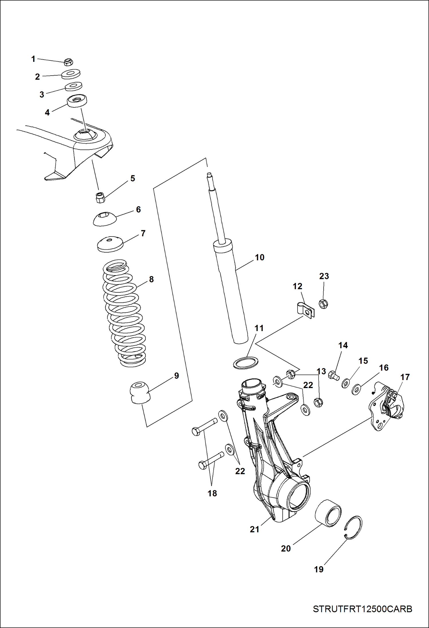 Схема запчастей Bobcat 3200 - SUSPENSION, FRONT STRUT STEERING & SUSPENSION