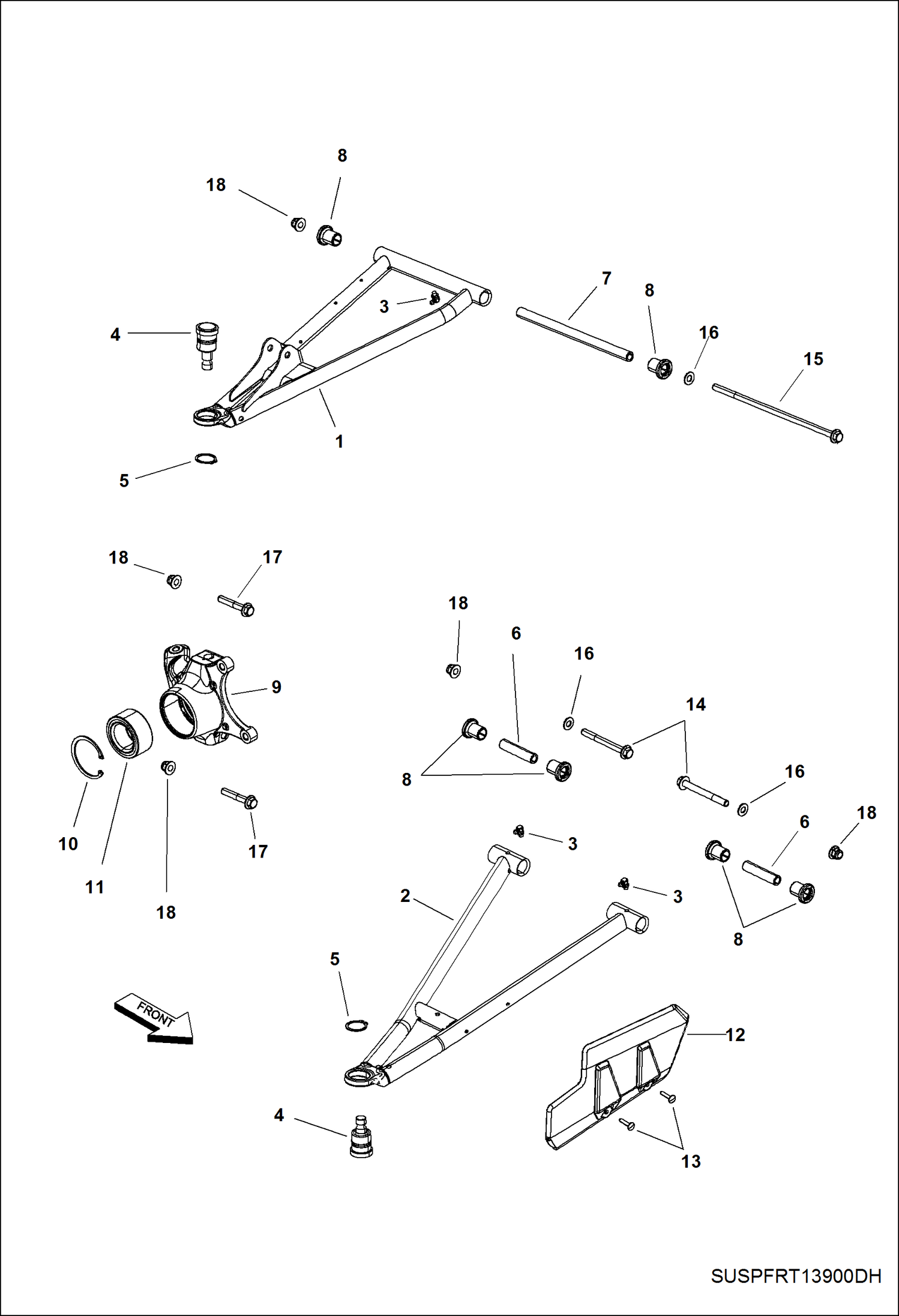 Схема запчастей Bobcat 3600 - SUSPENSION, FRONT STEERING & SUSPENSION