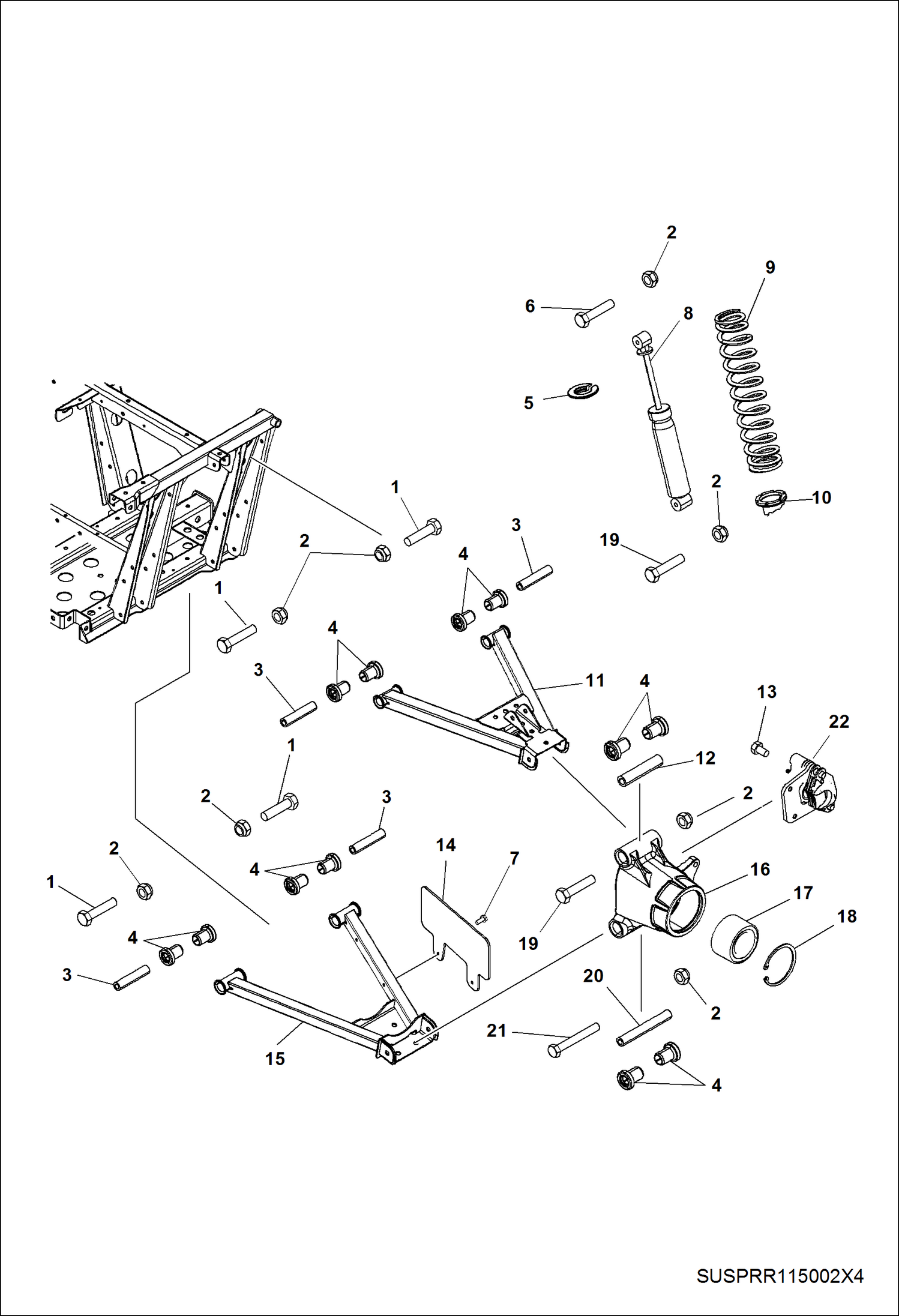 Схема запчастей Bobcat 3200 - SUSPENSION, REAR STEERING & SUSPENSION