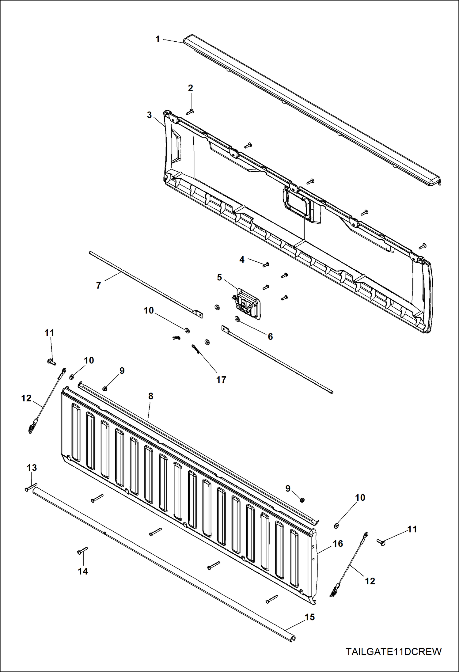 Схема запчастей Bobcat 3400 - BODY, TAILGATE ASSY MAIN FRAME