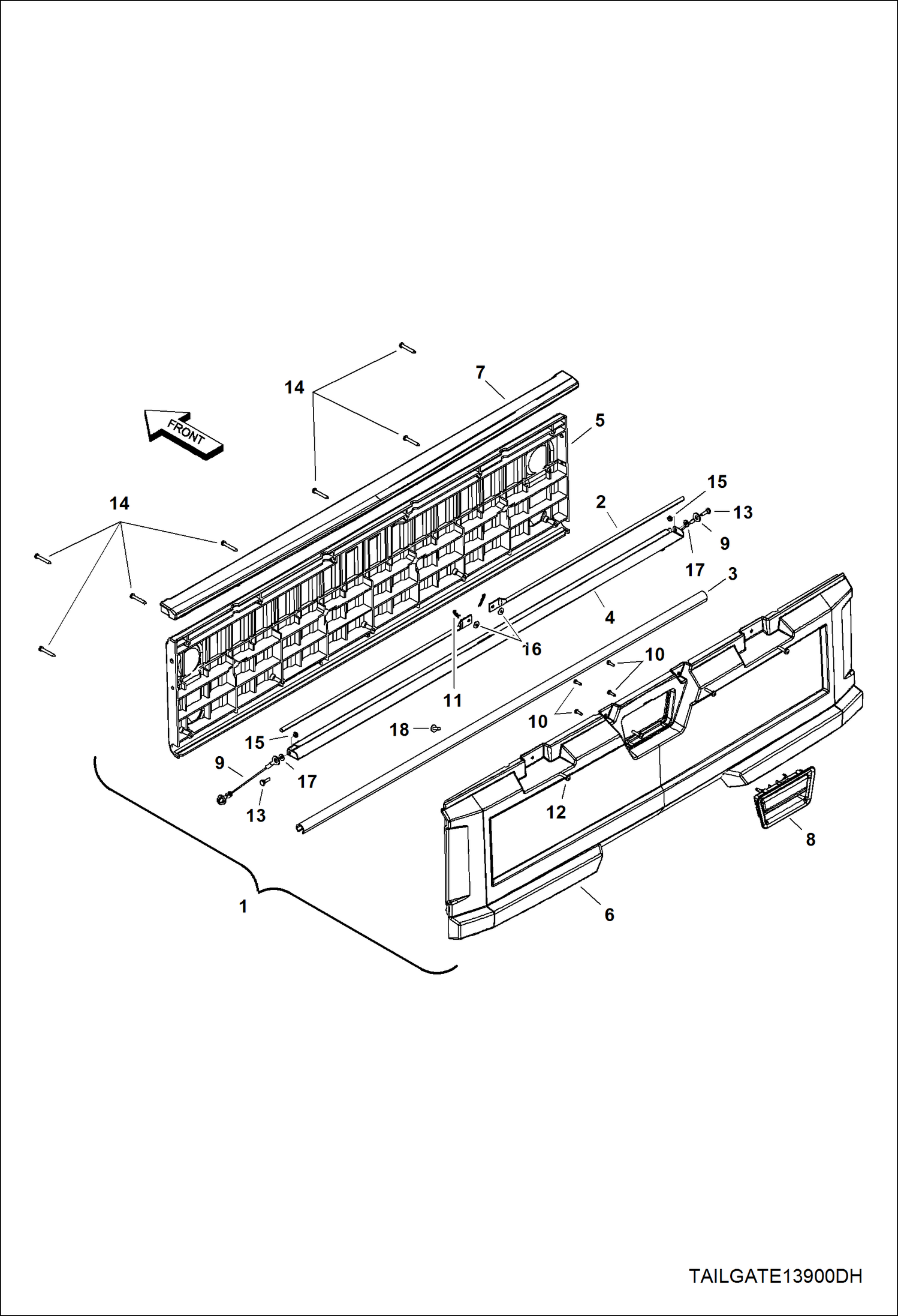 Схема запчастей Bobcat 3600 - BODY, BOX, TAILGATE MAIN FRAME