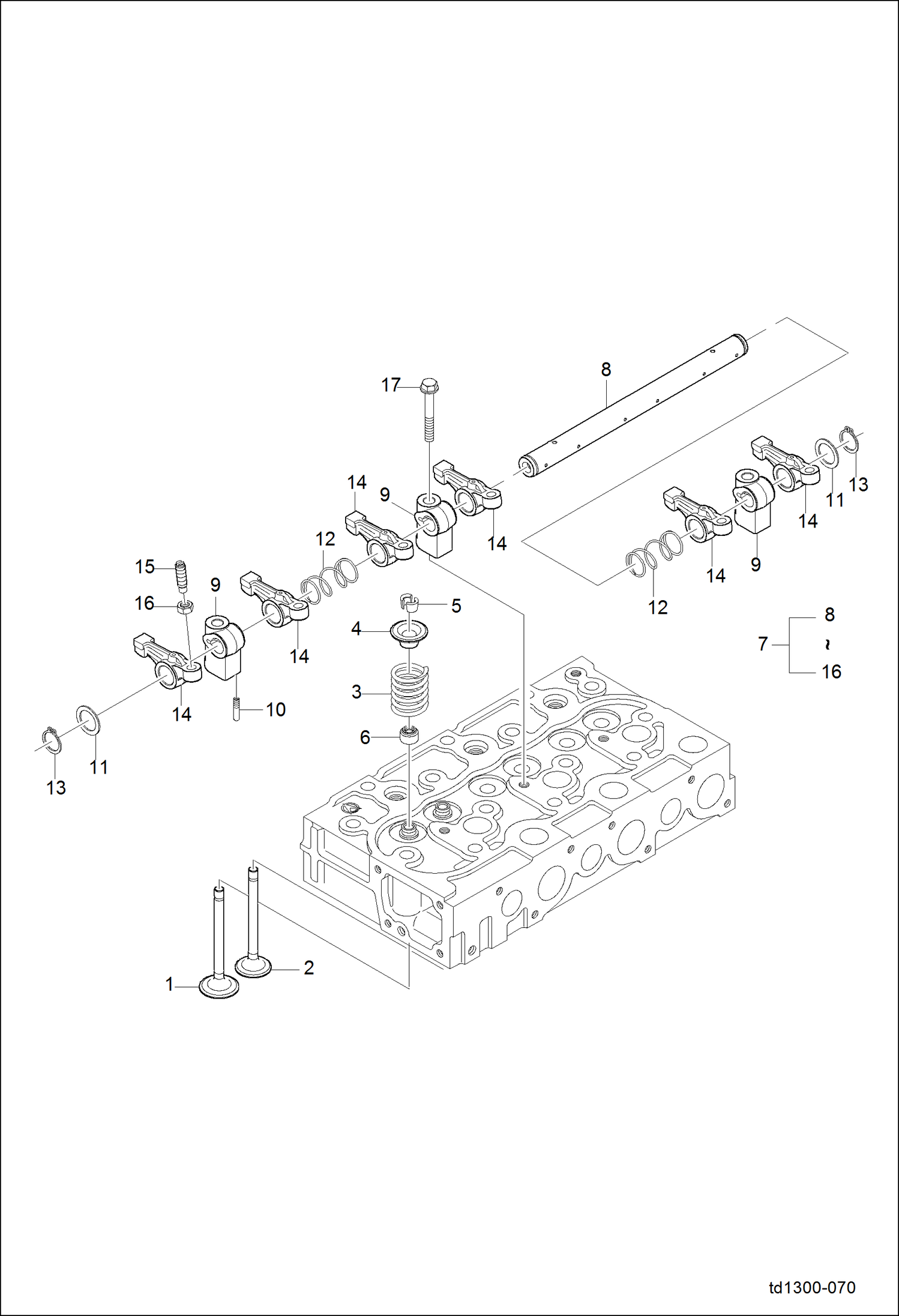 Схема запчастей Bobcat CT225 - VALVE ROCKER ARM GROUP (S/N A59B11001 & Above) POWER UNIT