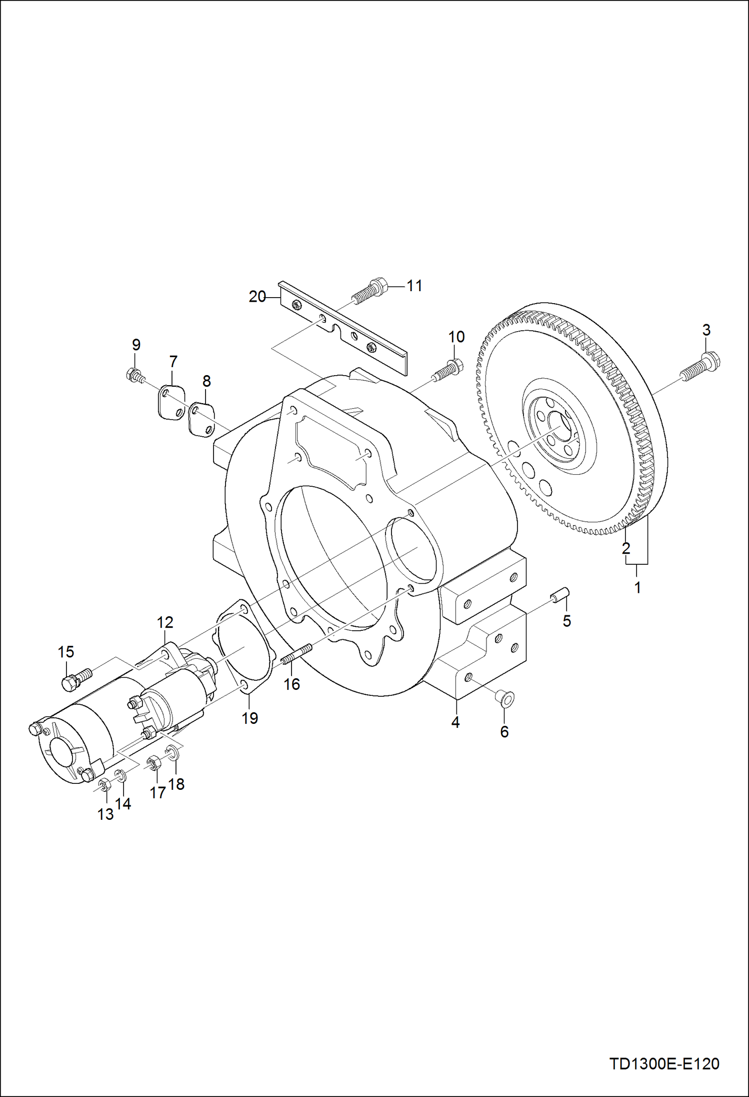 Схема запчастей Bobcat CT225 - FLYWHEEL GROUP (S/N A59B11001 & Above) POWER UNIT