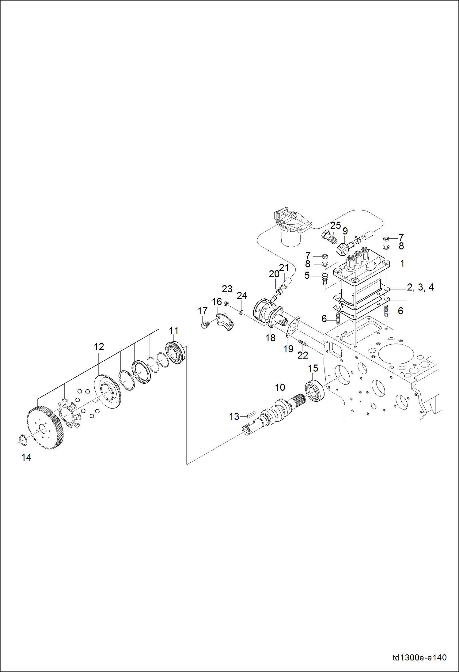 Схема запчастей Bobcat CT225 - FUEL CAMSHAFT GROUP (S/N A59B11001 & Above) POWER UNIT