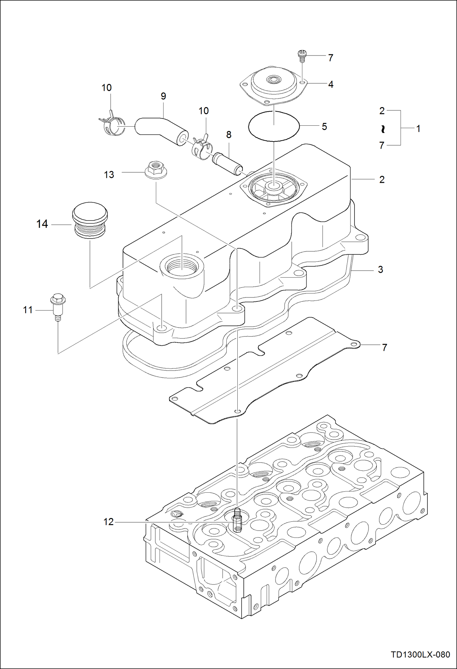 Схема запчастей Bobcat CT225 - COVER,CYLINDER HEAD (S/N A59B11001 & Above) POWER UNIT