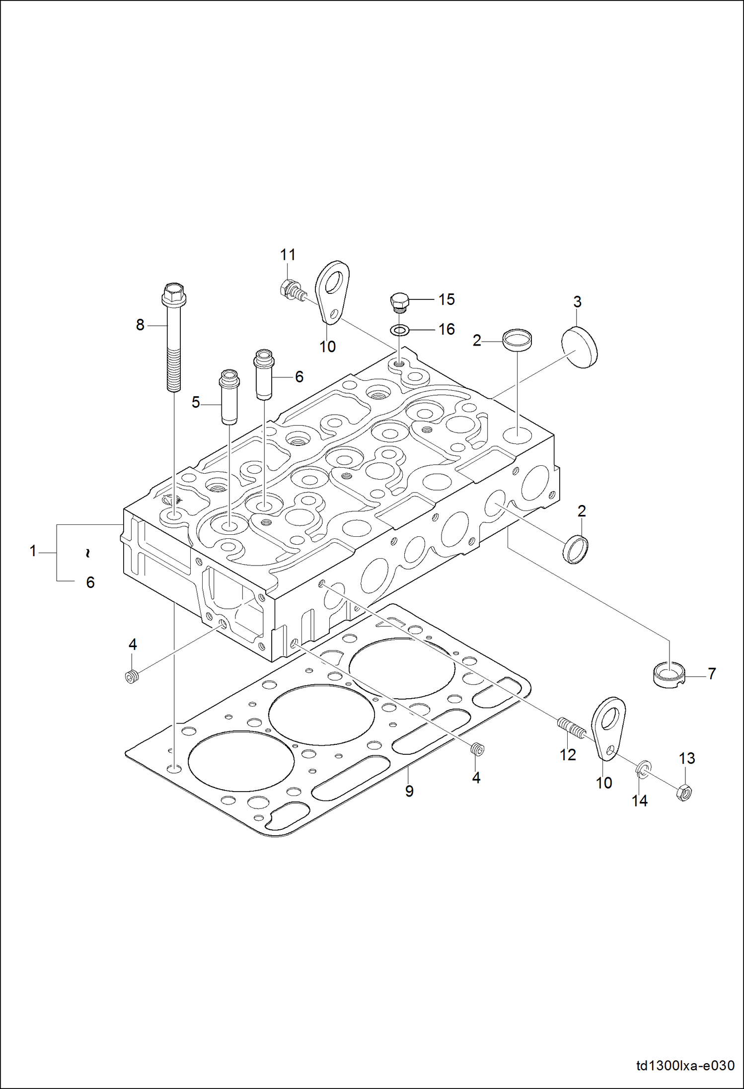 Схема запчастей Bobcat CT225 - CYLINDER HEAD GROUP (S/N A59B11001 & Above) POWER UNIT