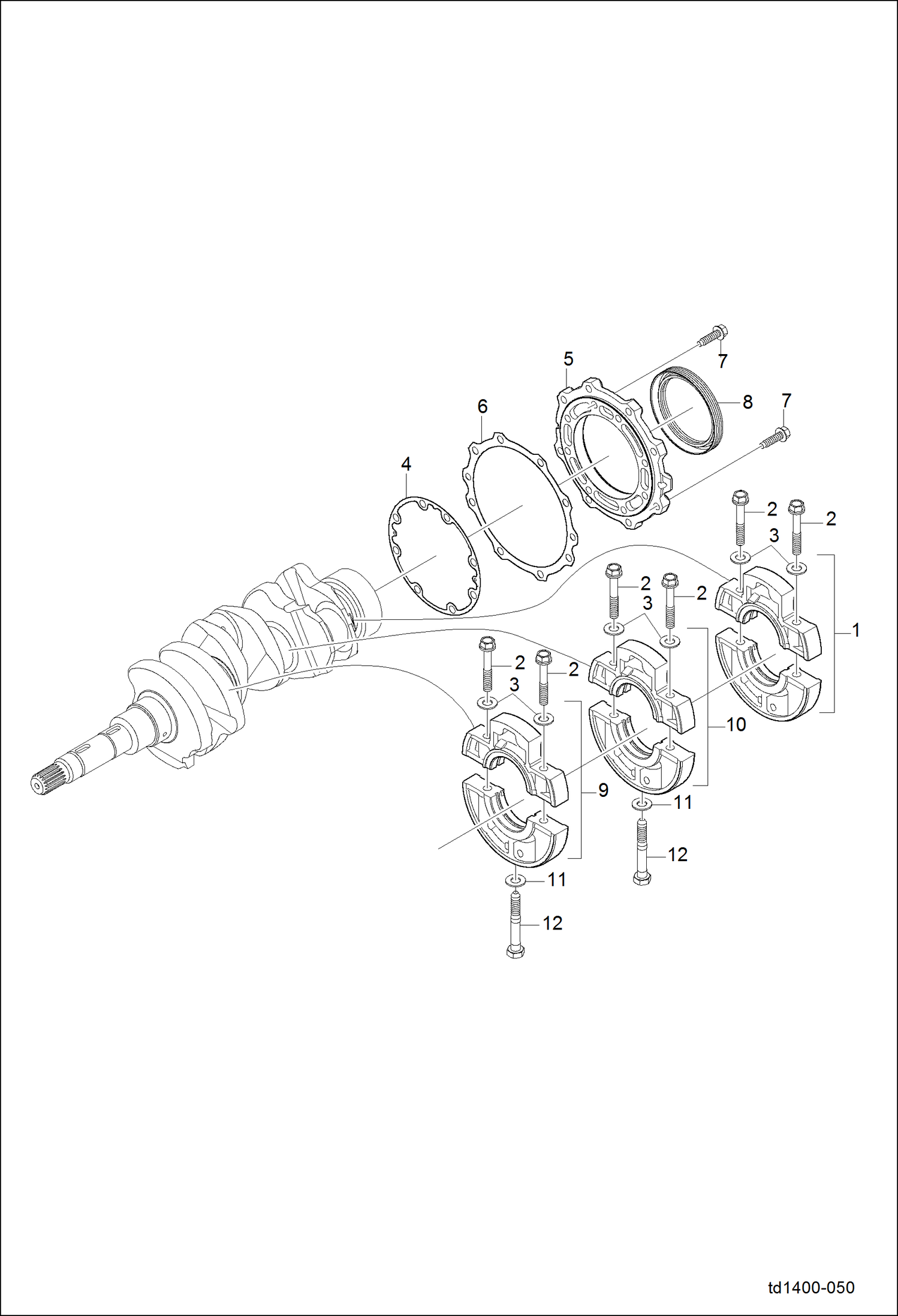 Схема запчастей Bobcat CT225 - MAIN BEARING CASE GROUP (S/N A59B11001 & Above) POWER UNIT