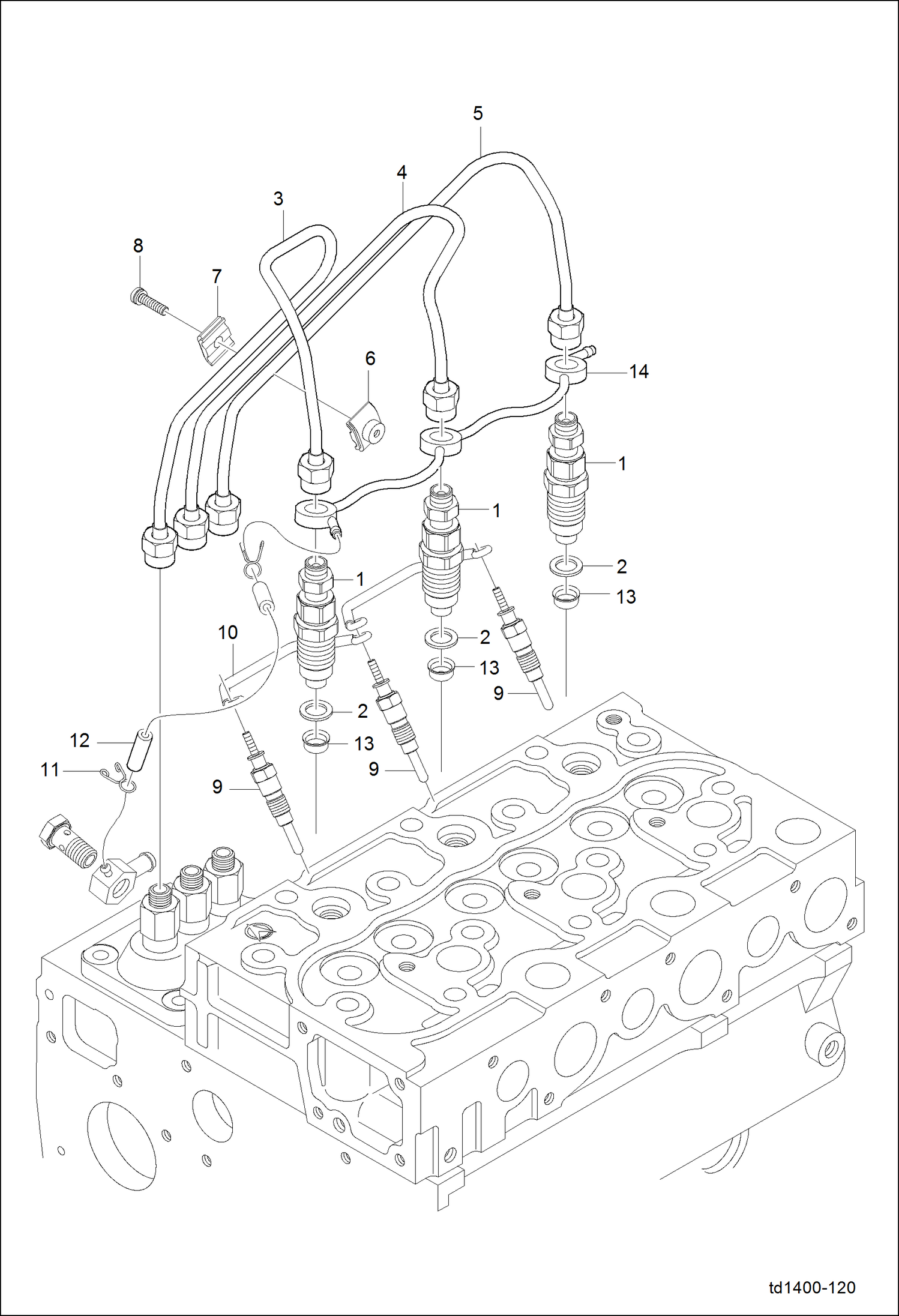 Схема запчастей Bobcat CT225 - NOZZLE HOLDER GROUP (S/N A59B11001 & Above) POWER UNIT